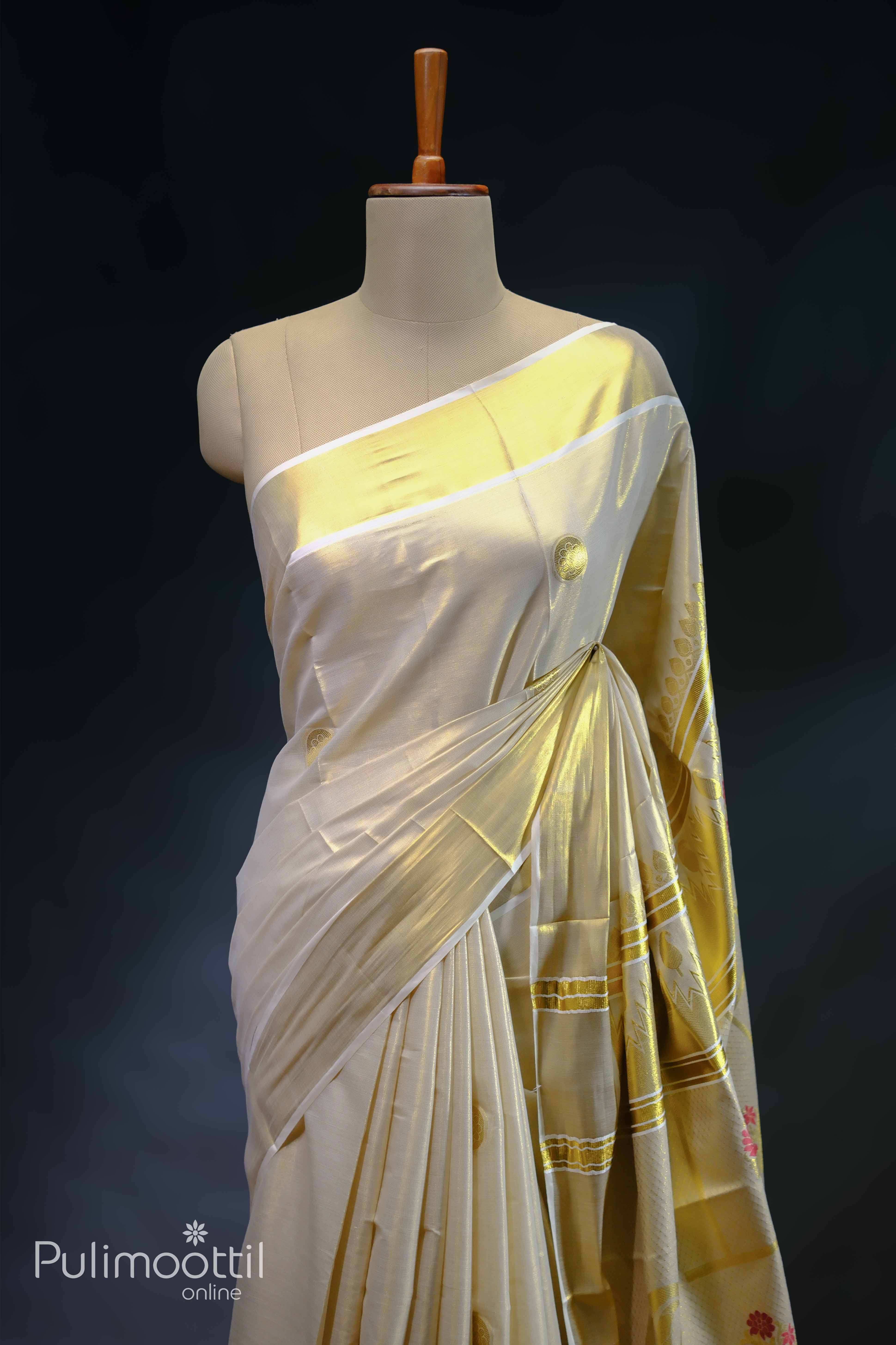 Golden Tissue Kerala Onam Set Saree
