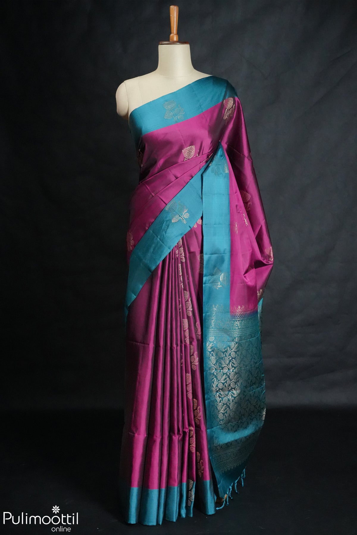 Magenta Colour Kanchipuram Soft Silk Saree