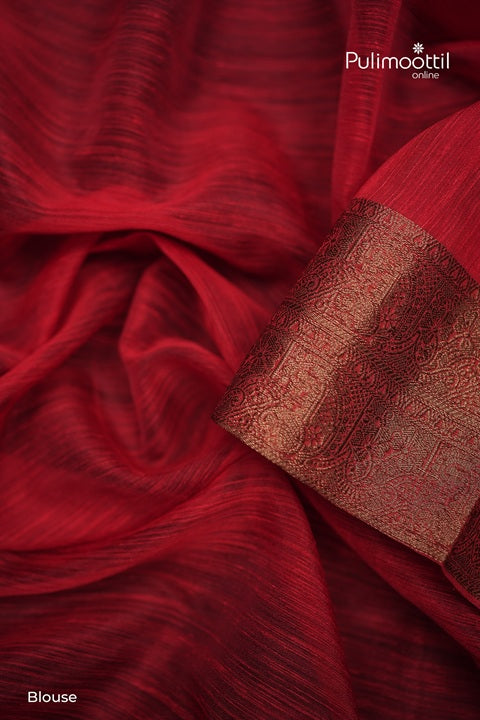 Black Color Semi Jute Red Contrast Border.