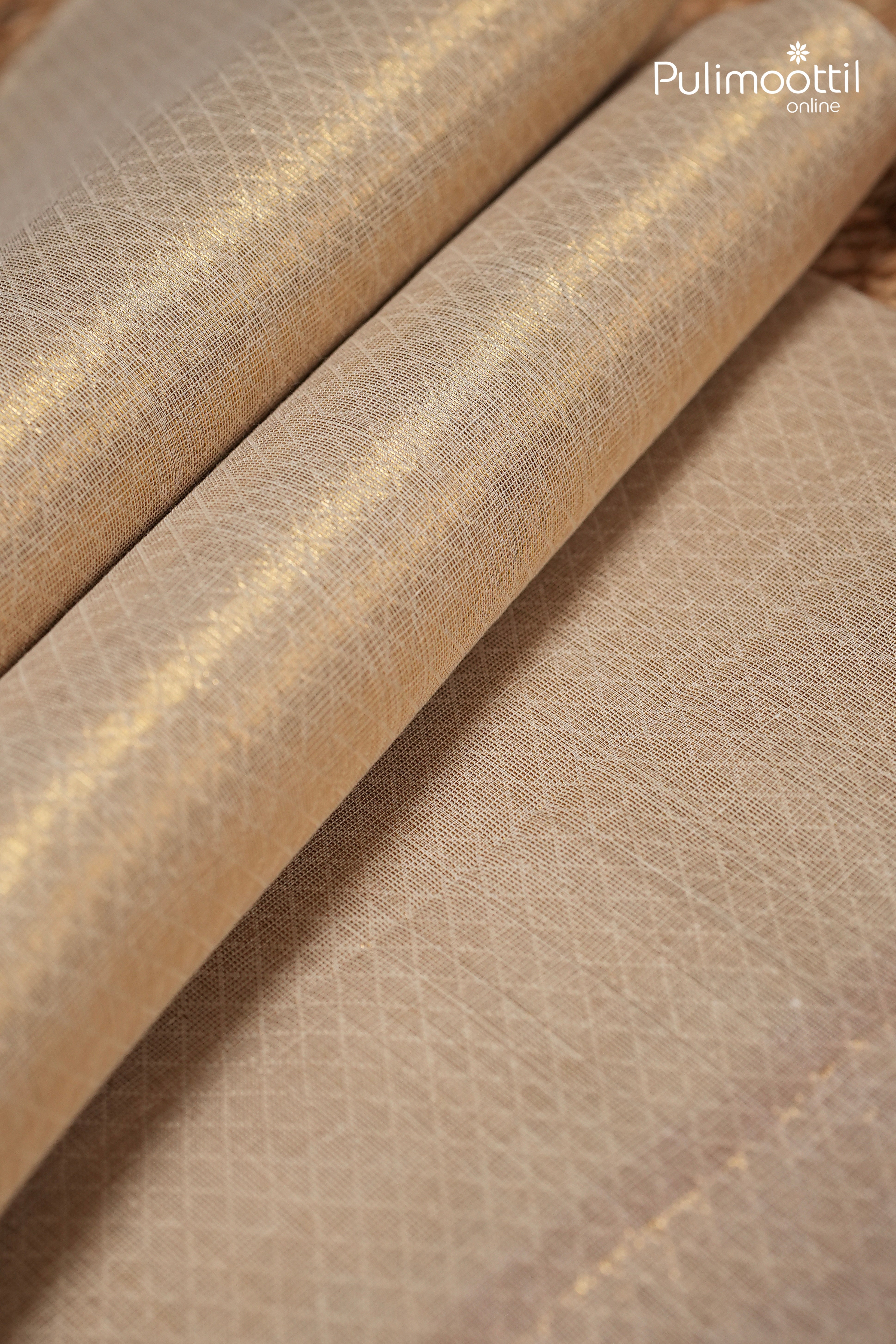 Golden Tissue Mul Cotton Saree