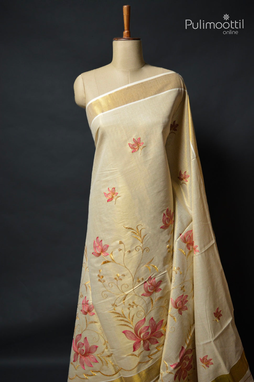 Kerala Traditional Golden Tissue Set Saree