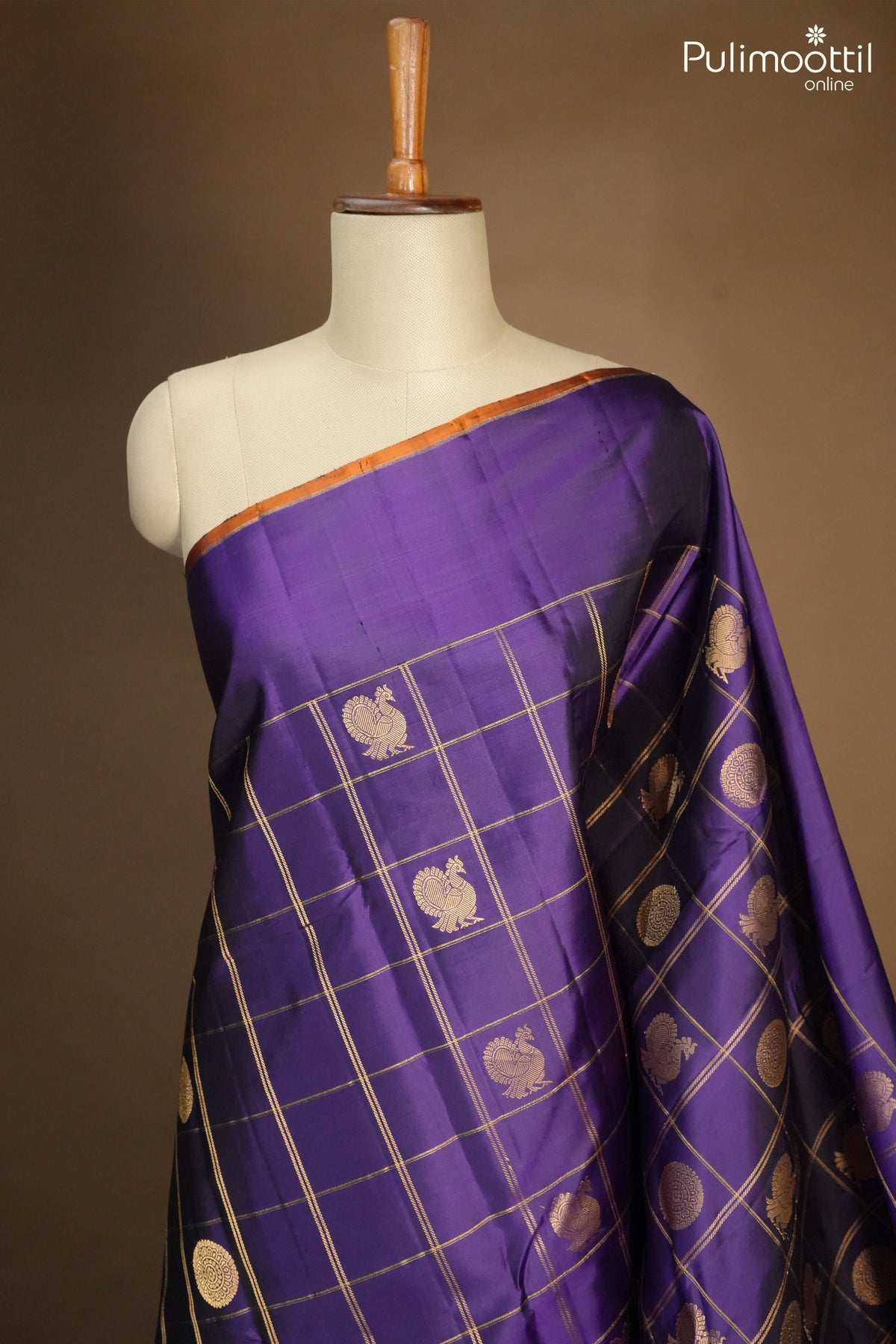 Dark Violet Colour Kanchipuram Designer Saree