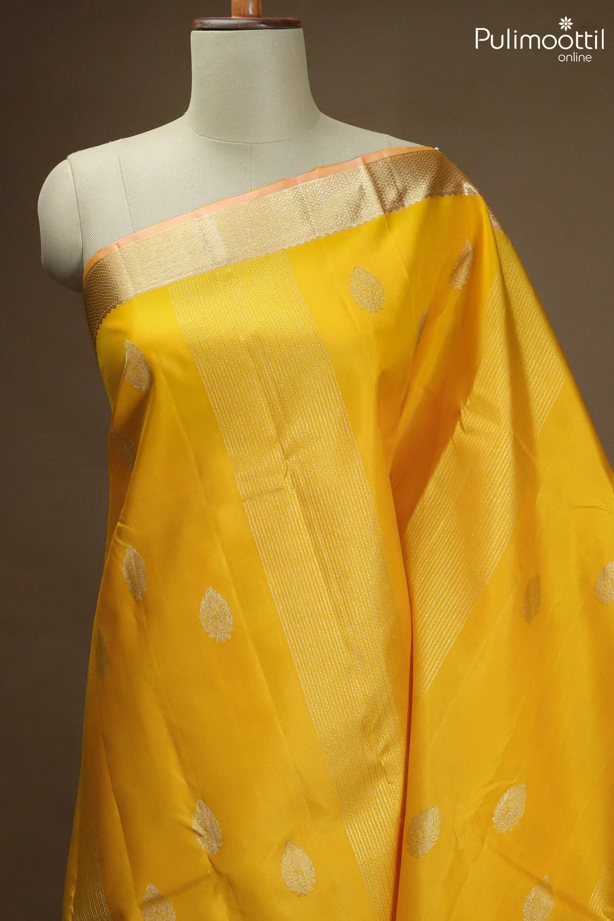Mustard Yellow Colour Kanchipuram Saree