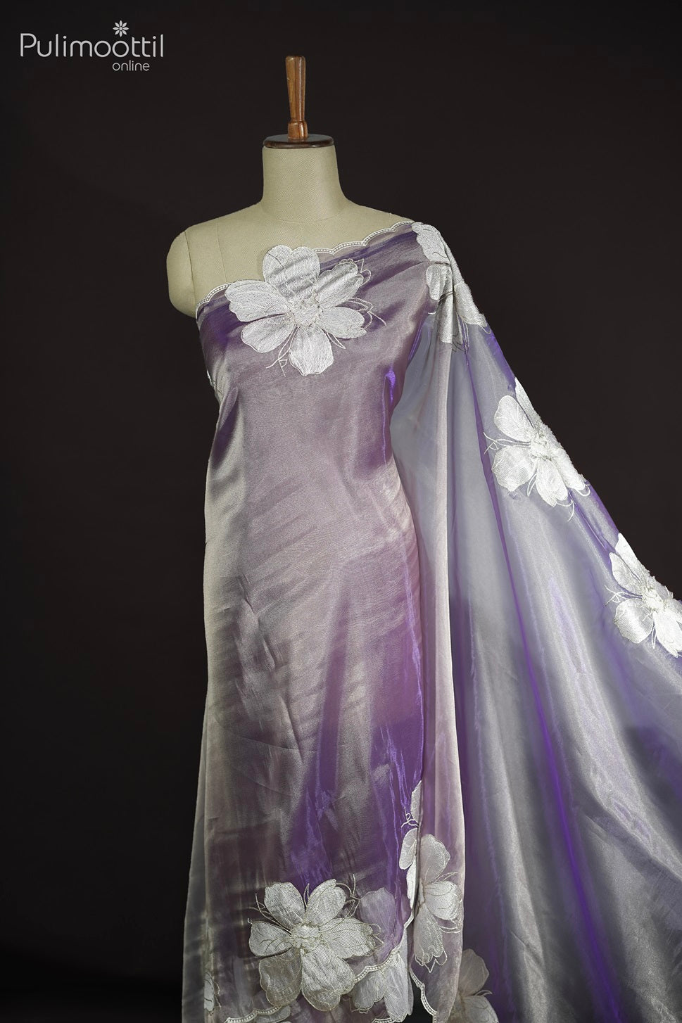 Violet Colour Shimmer Organza Saree