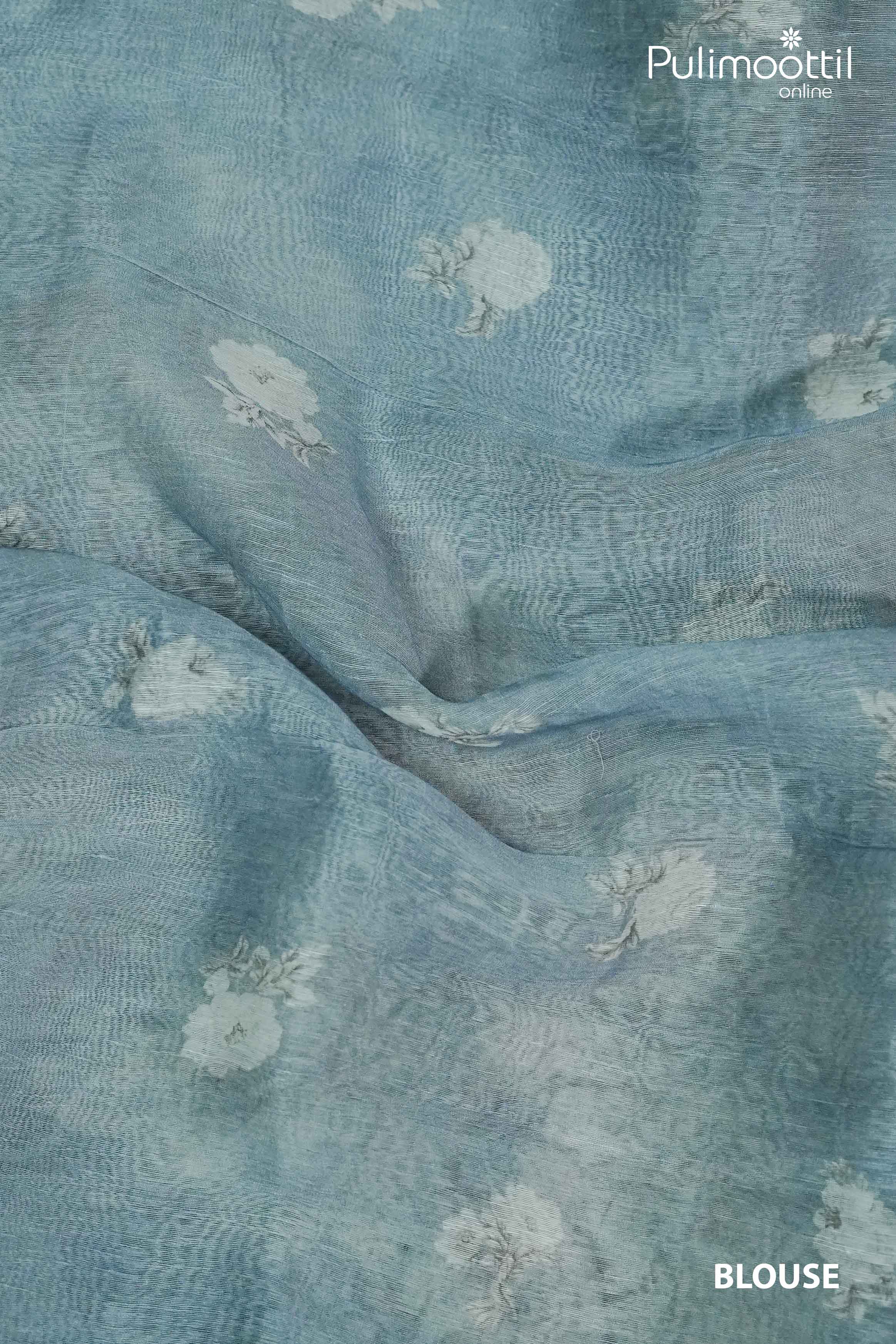 Ash Colour Linen Silk Saree.