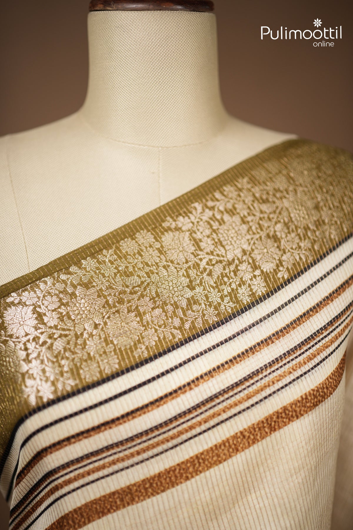 Ivory Colour Chanderi Silk Saree