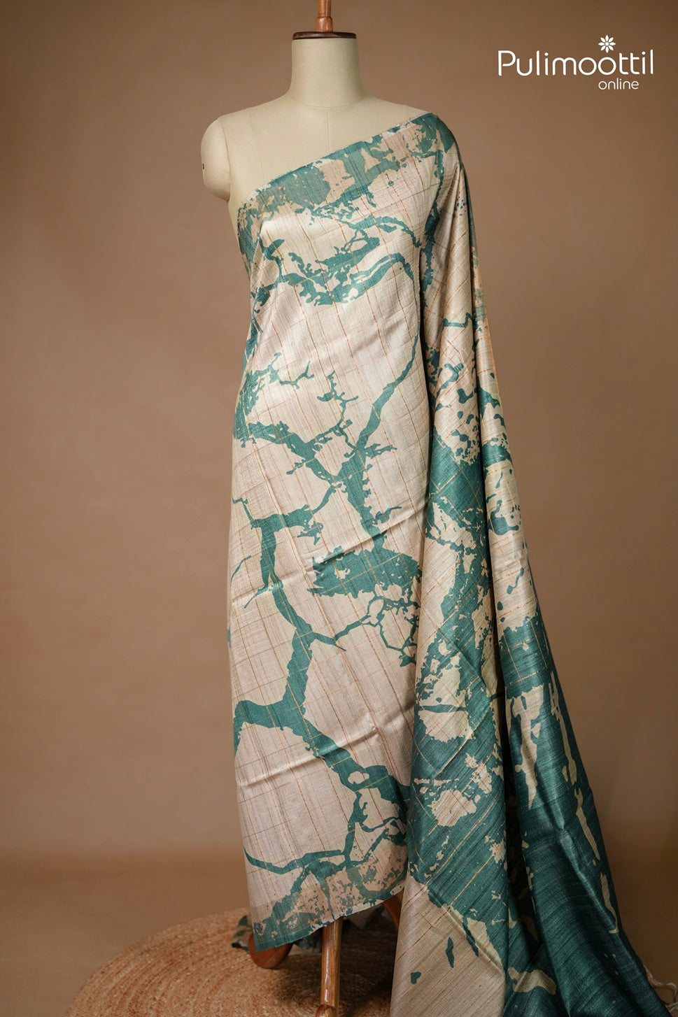 Light Chikoo Colour Tussar And Jute Silk Saree