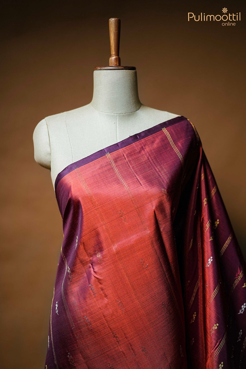 Brick Red Colour Kanchipuram Designer Saree