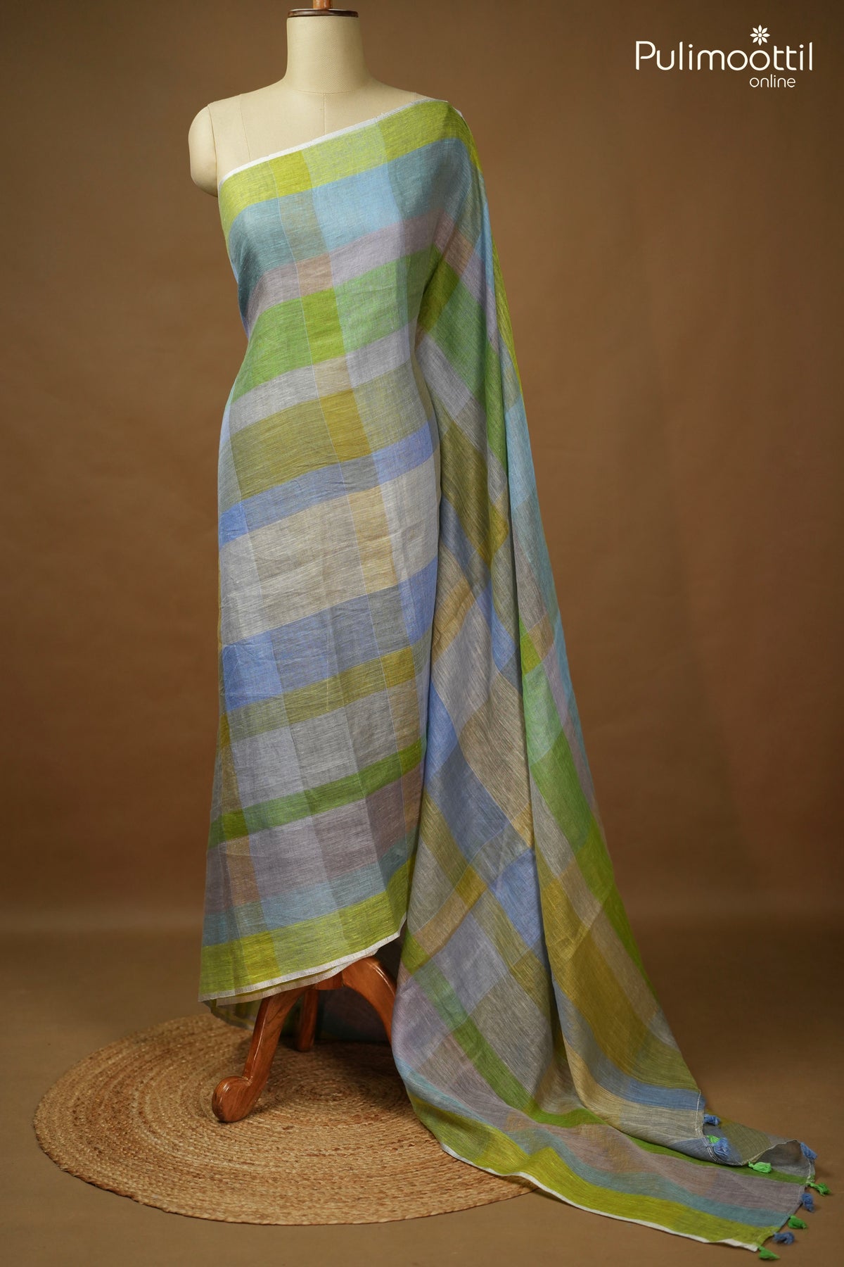 Multicolour Linen Saree