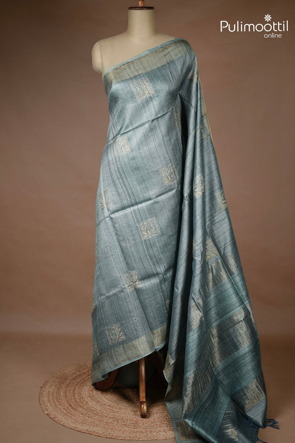 Powder Blue Colour Jute Silk Saree