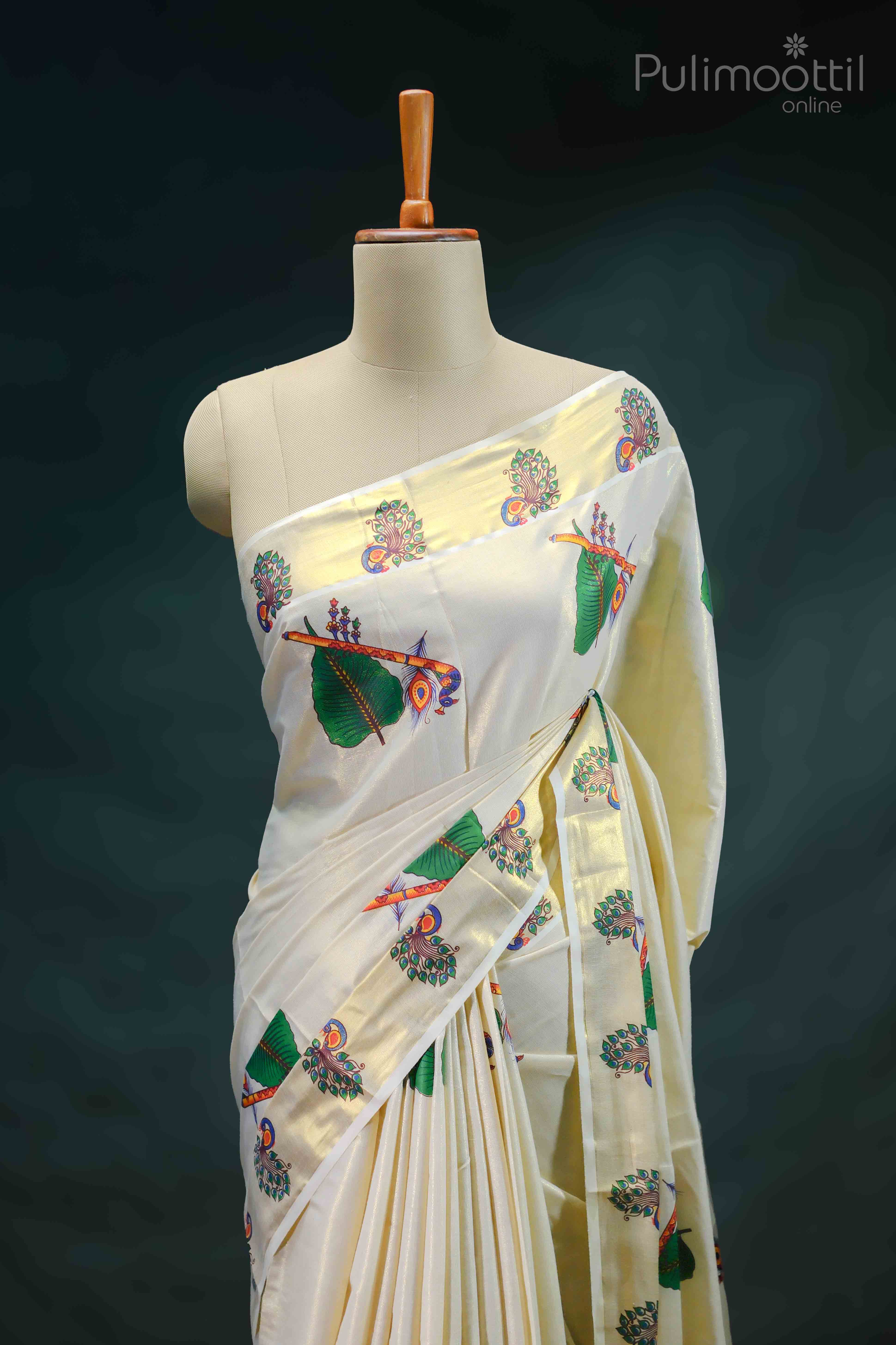 Golden Tissue Kerala Onam Set Saree.
