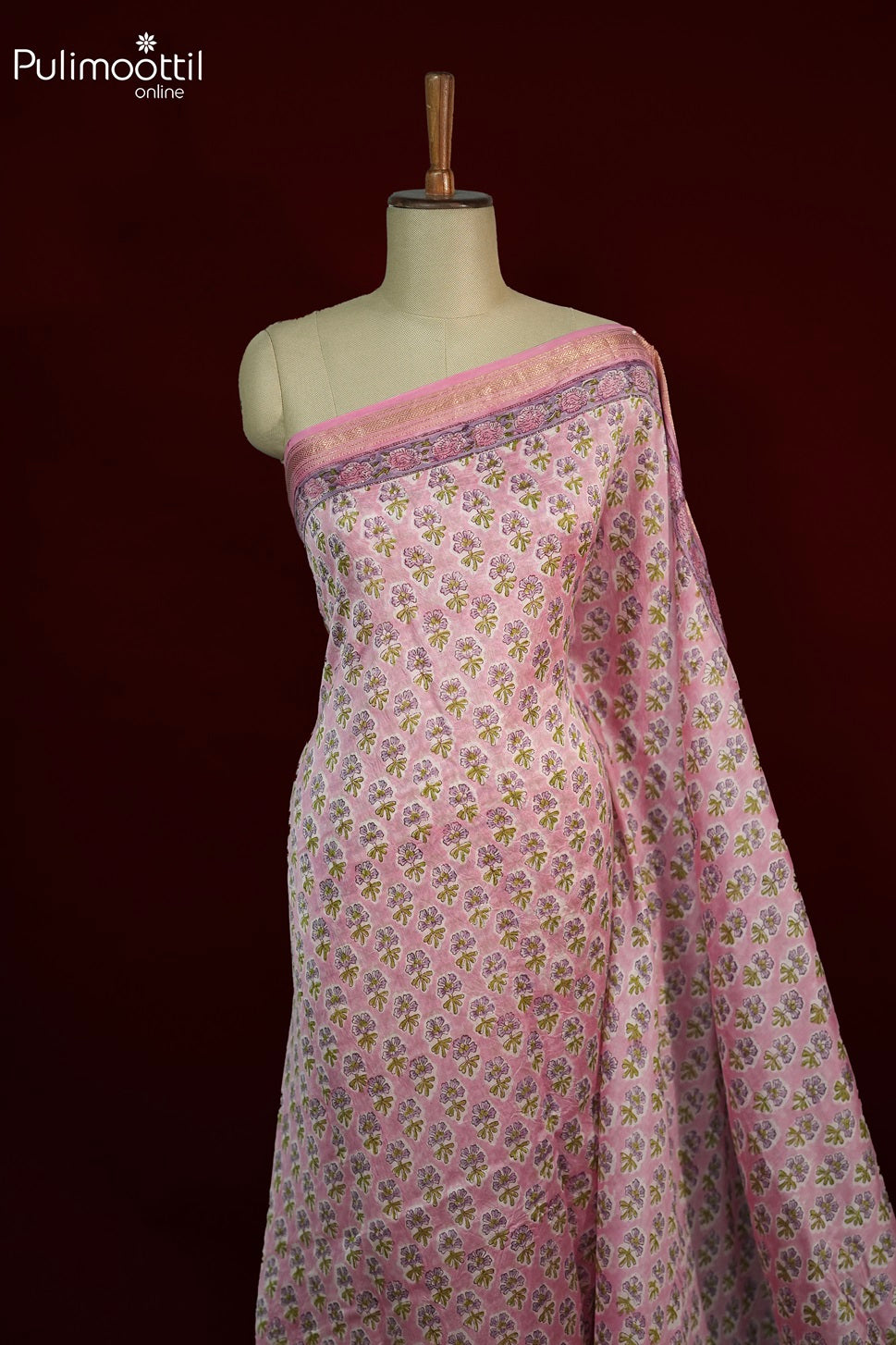 Light Pink Colour Chanderi Saree