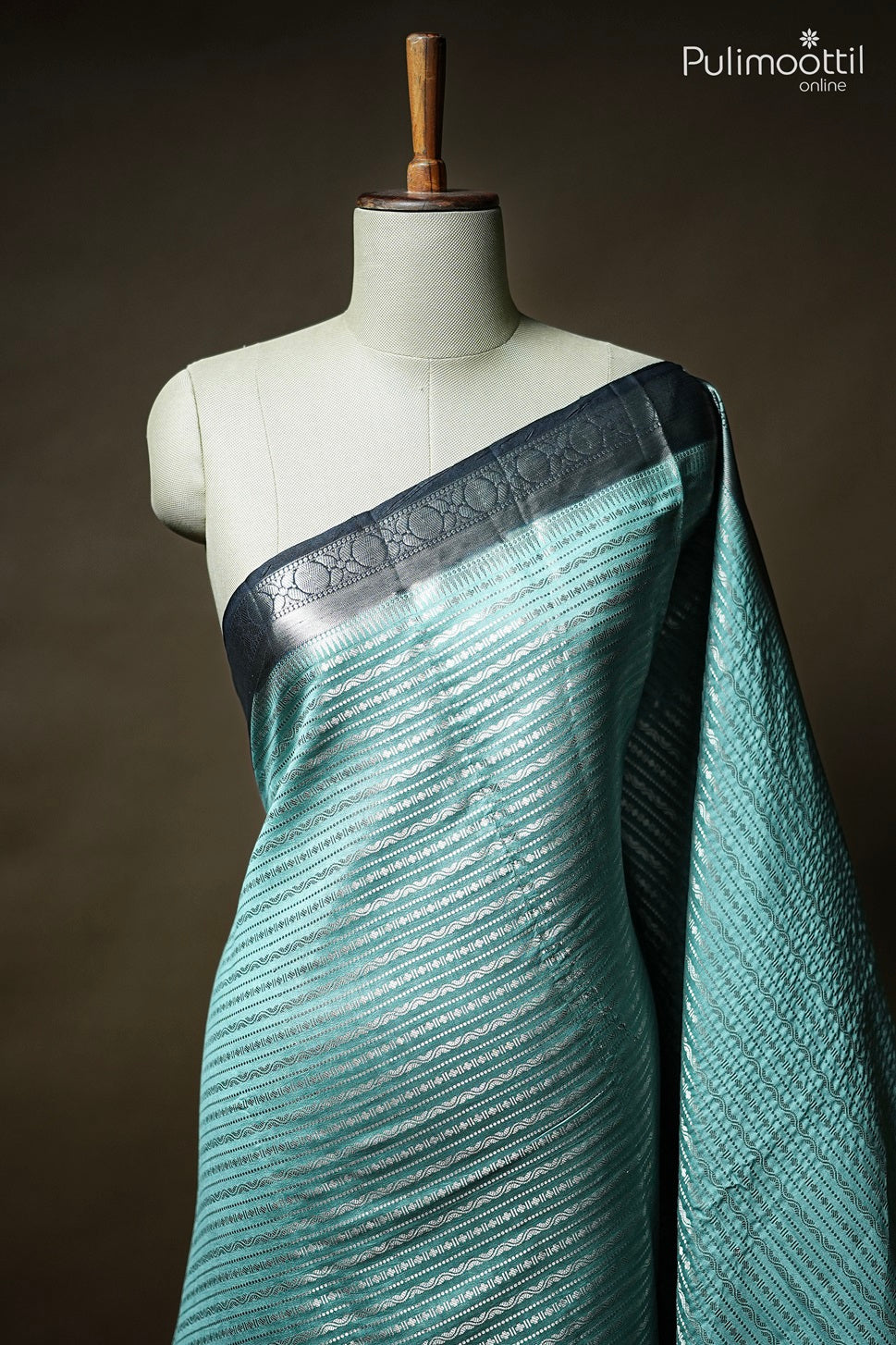 Pastel Blue Chiniya Silk Saree