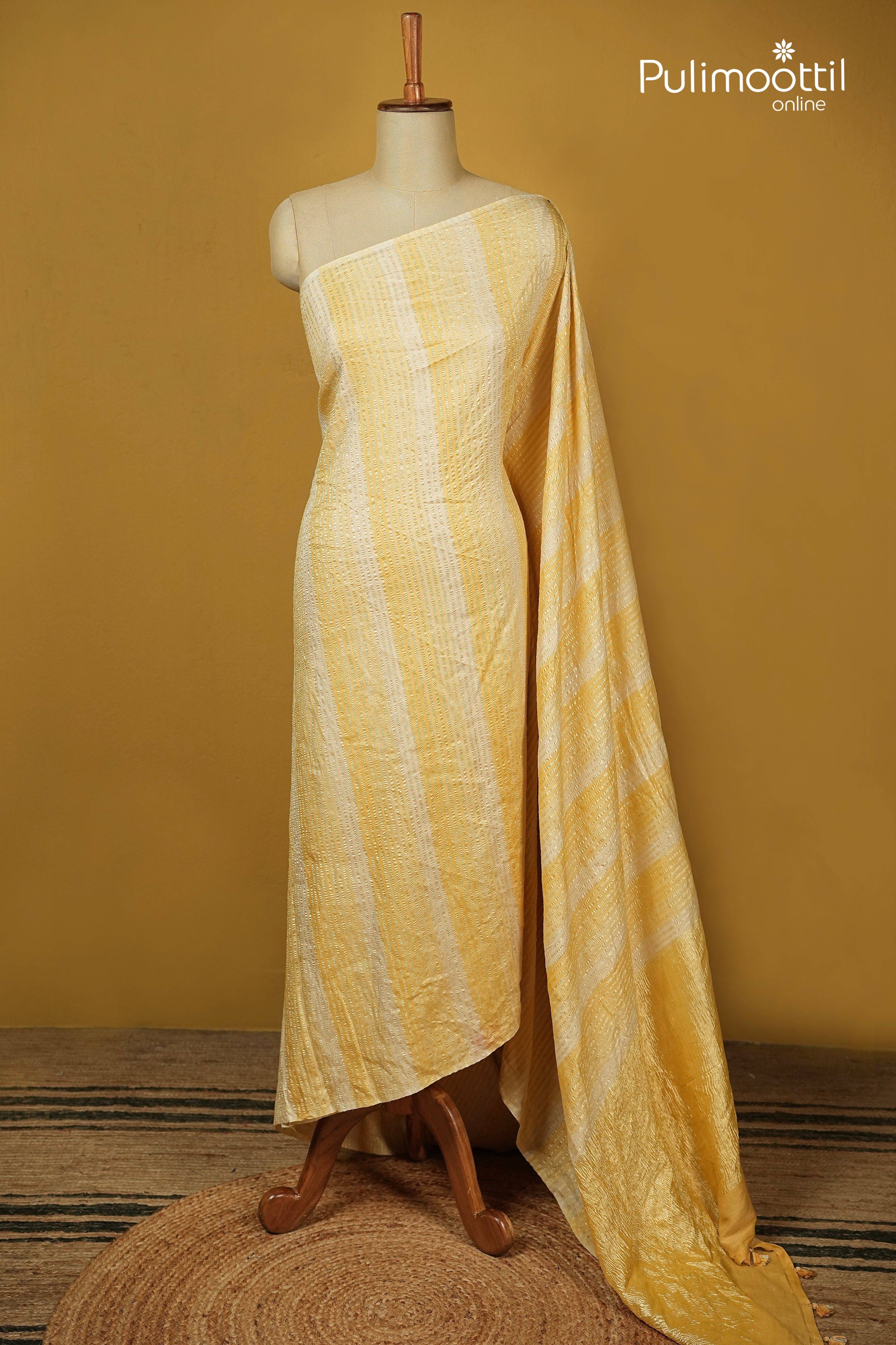 Multicolour Crushed Chanderi Saree