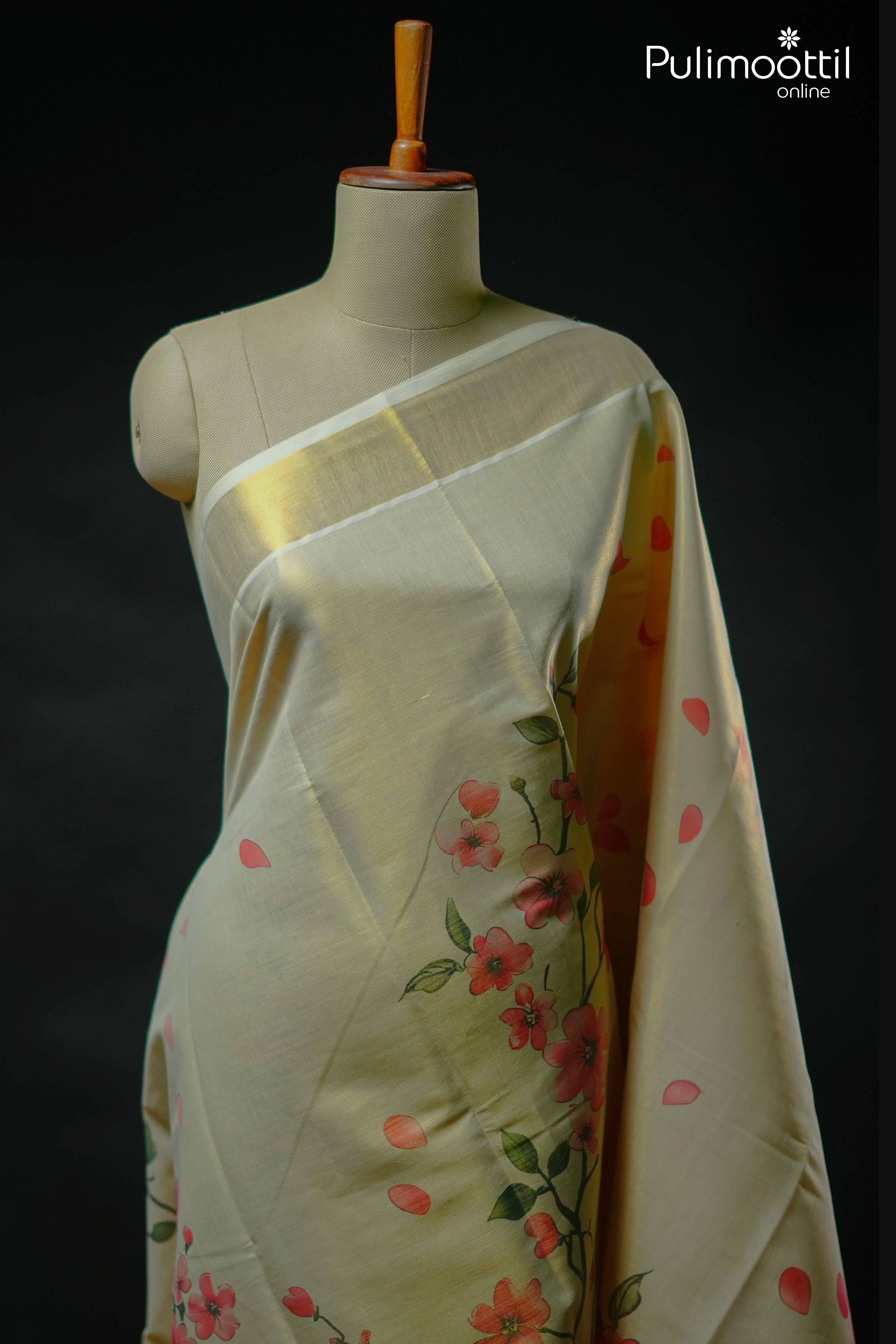 Golden Tissue Kerala Set Saree.