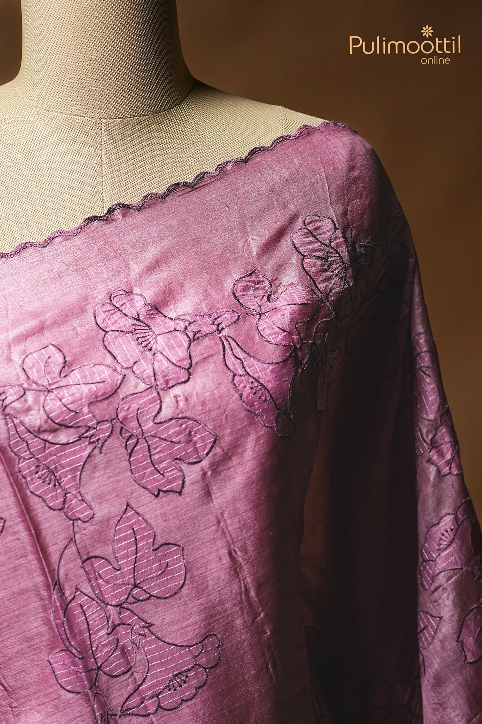 Dusty Pink Colour Tussar Silk Saree