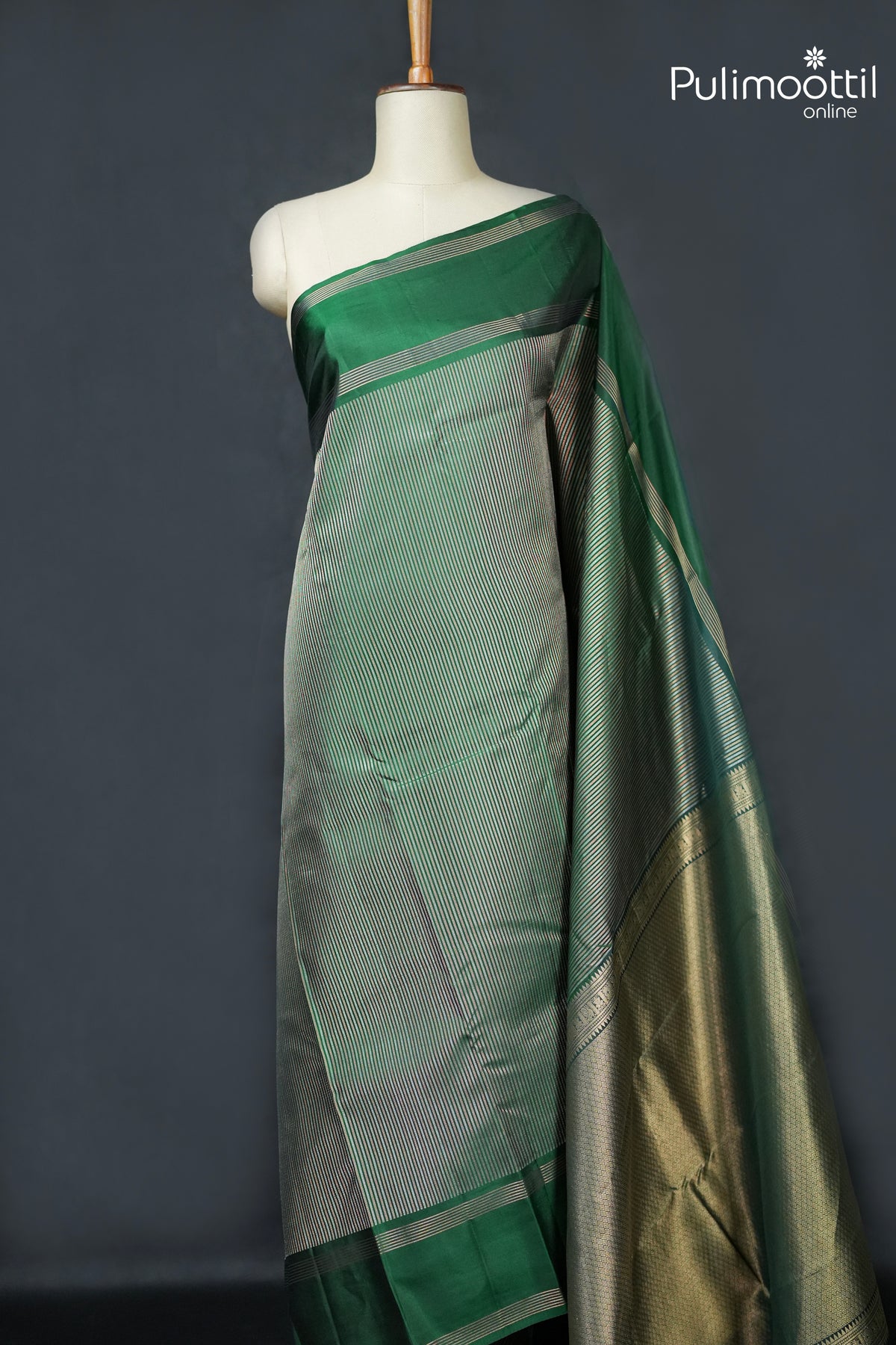 Bottle Green Colour Kanchipuram Designer Saree