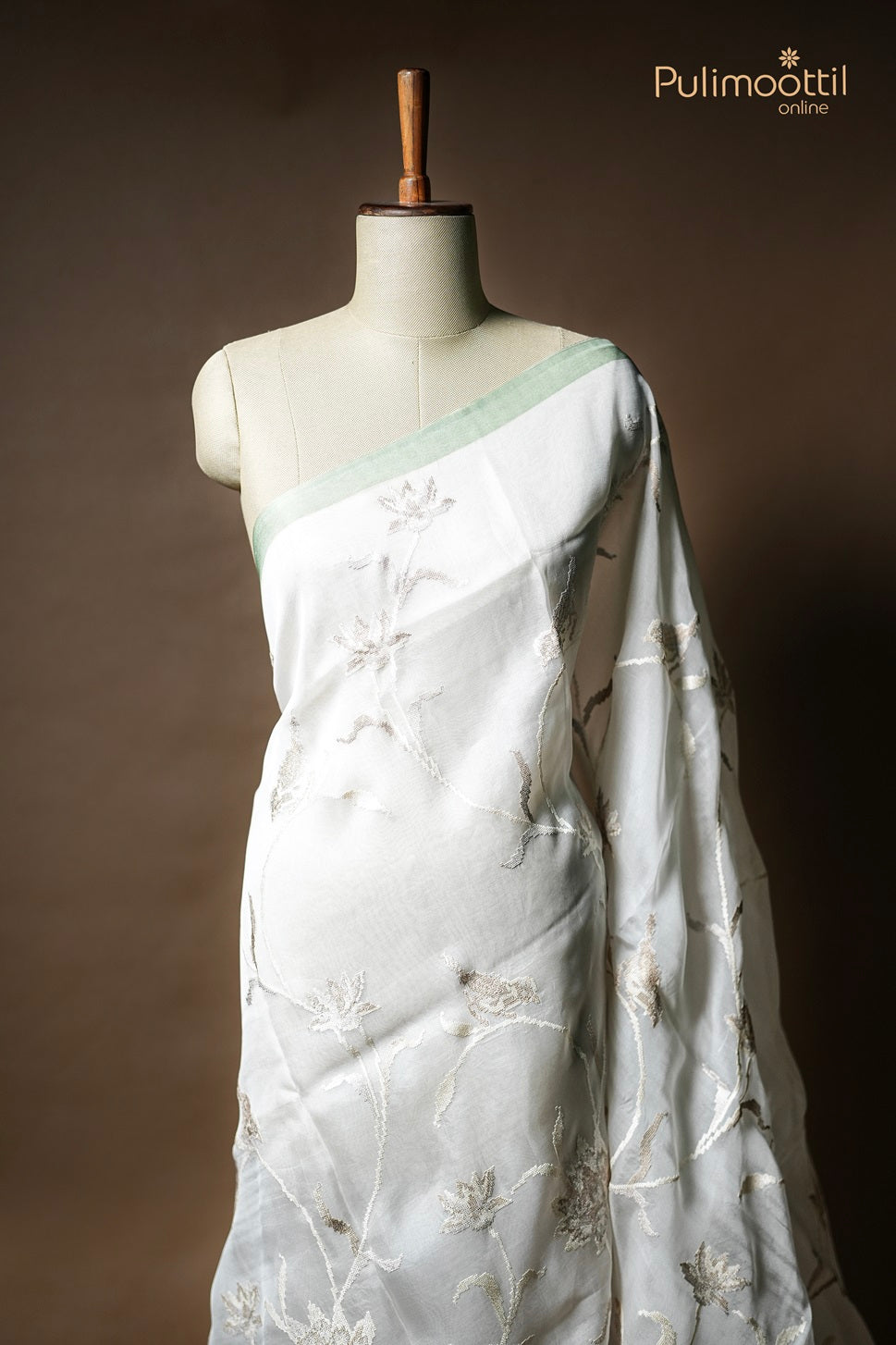 Off White Colour Cross Stitch Organza Fancy Saree
