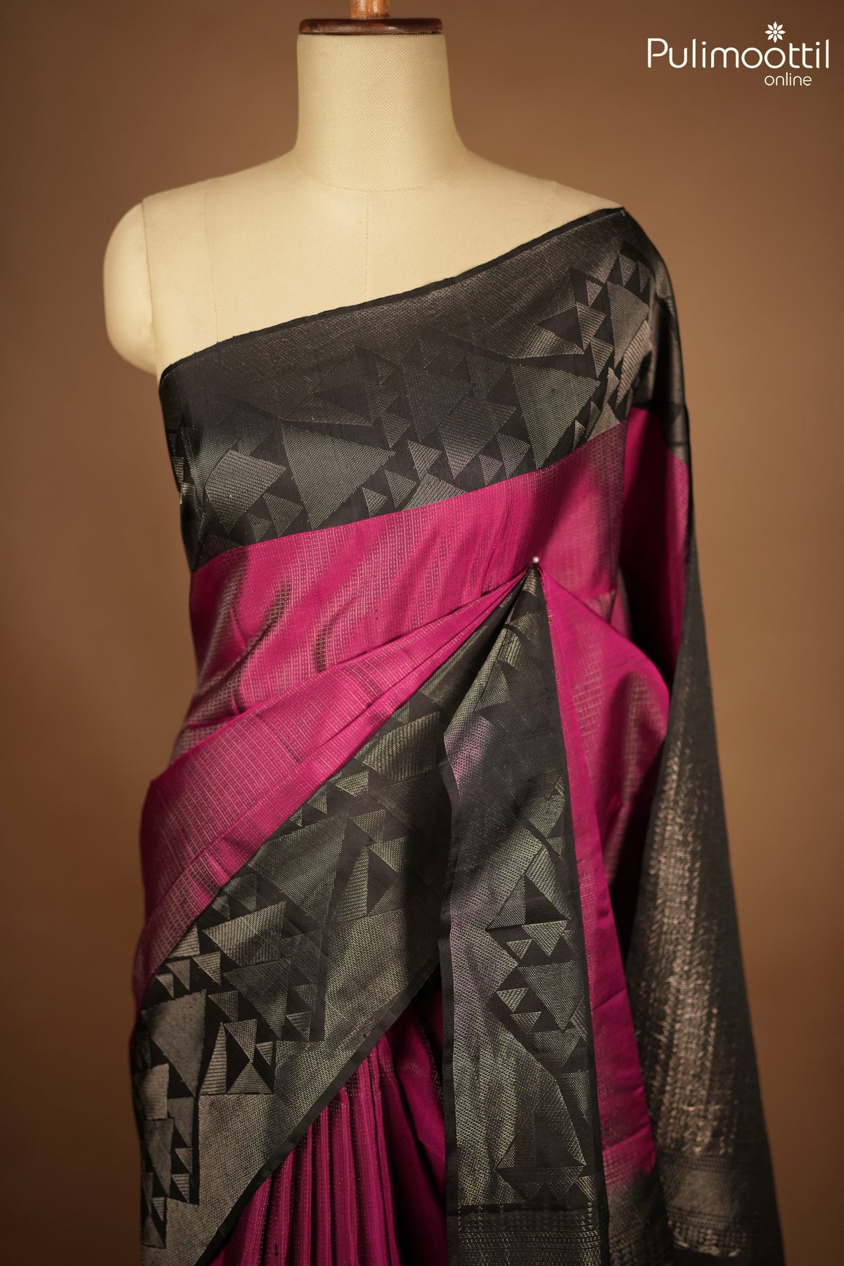 Dark Magenta Color Kanchipuram Designer Silk Saree