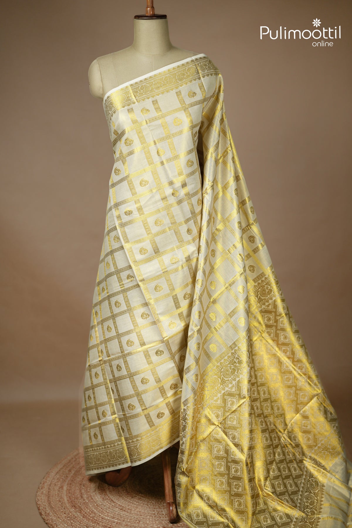 Kerala Traditional Golden Tissue Set Saree