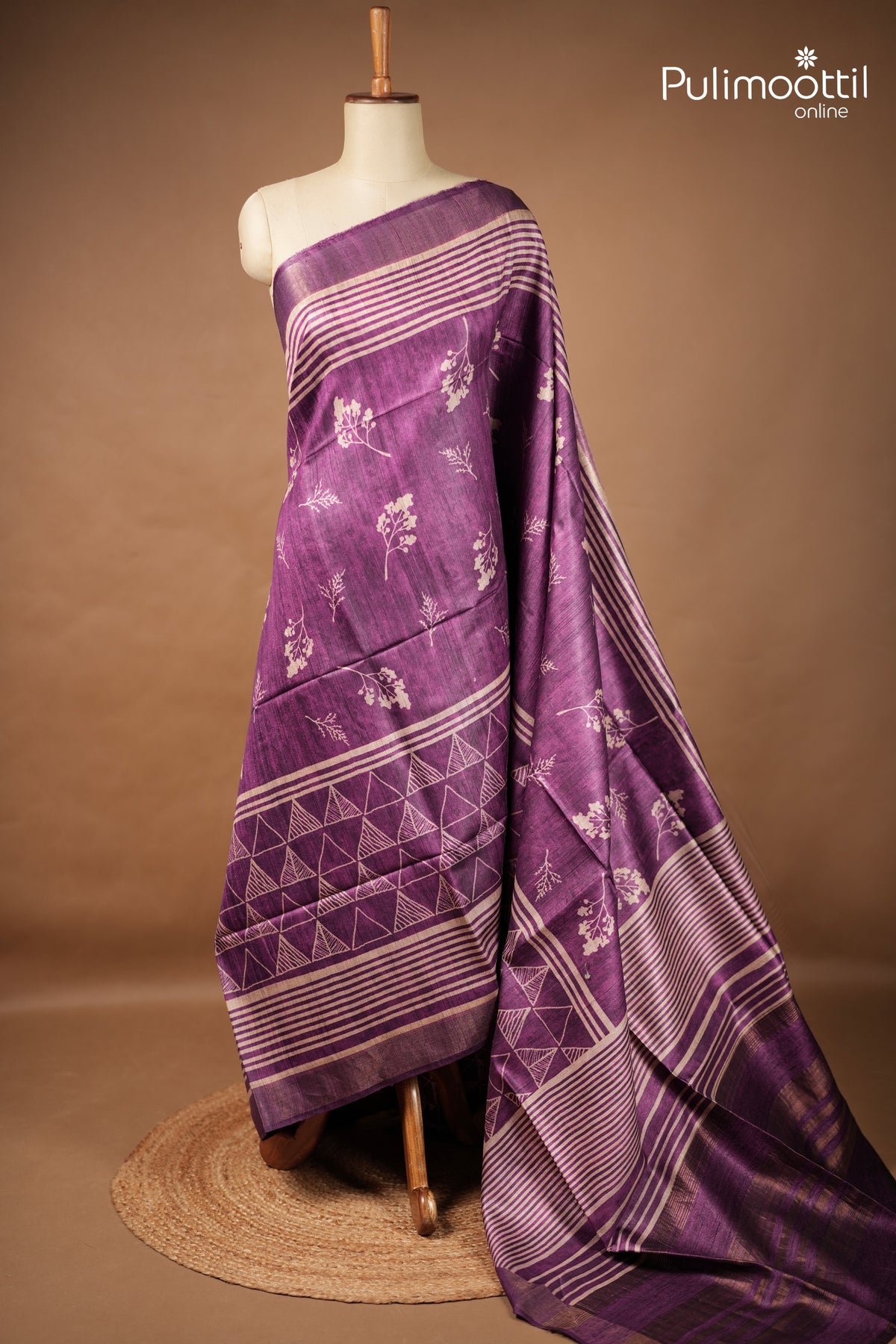 Violet colour Jute Silk Saree