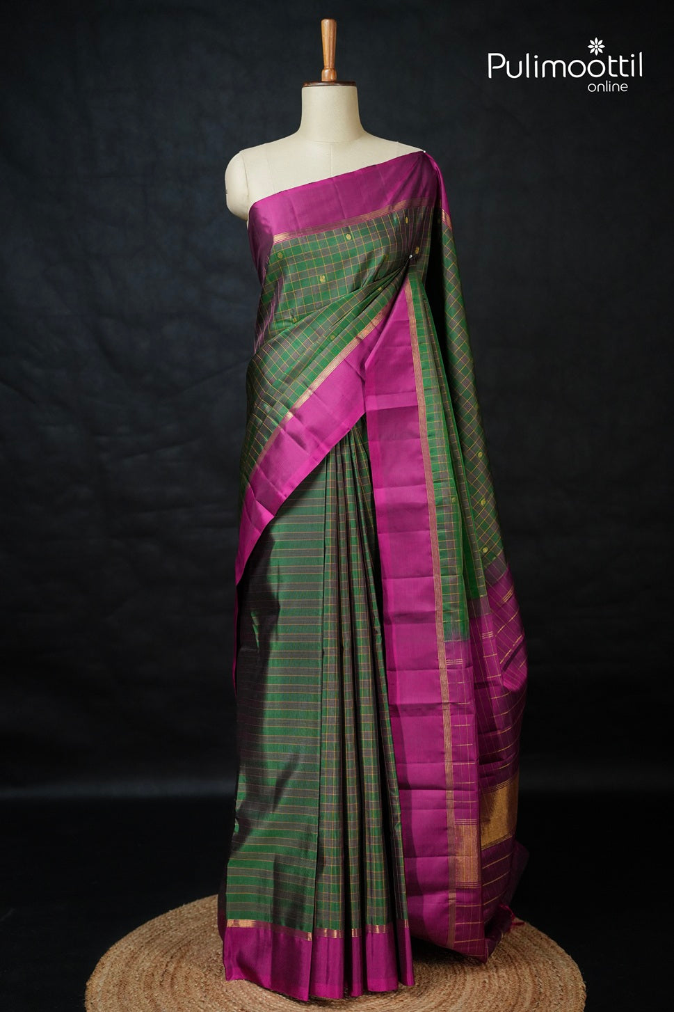 Bottle Green Colour Kanchipuram Designer Saree