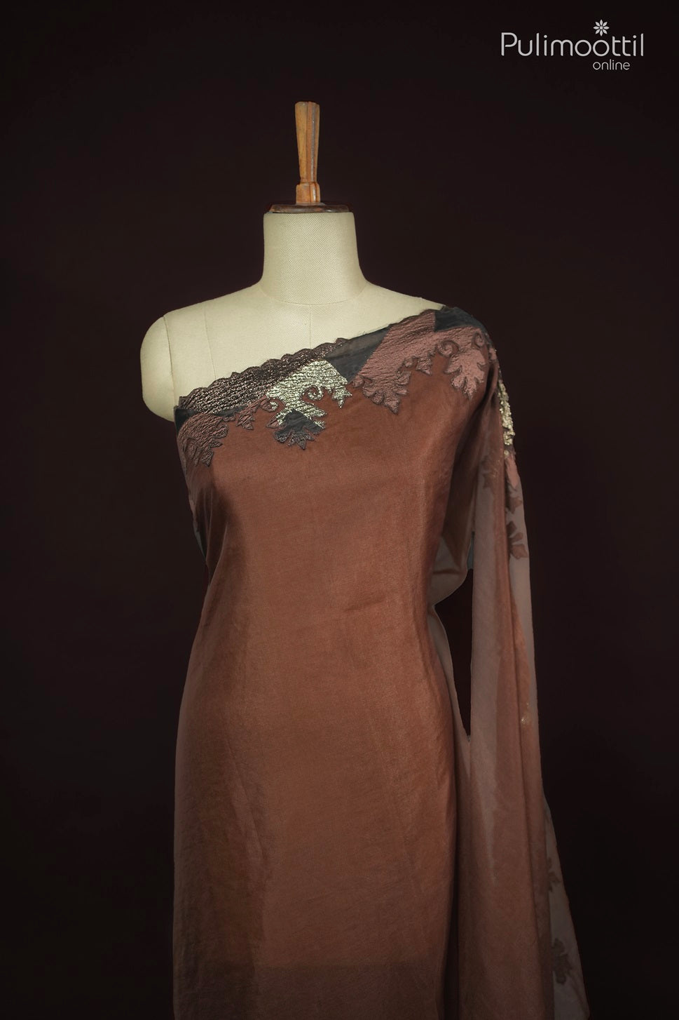 Dark Coffee Brown Colour Organza Saree