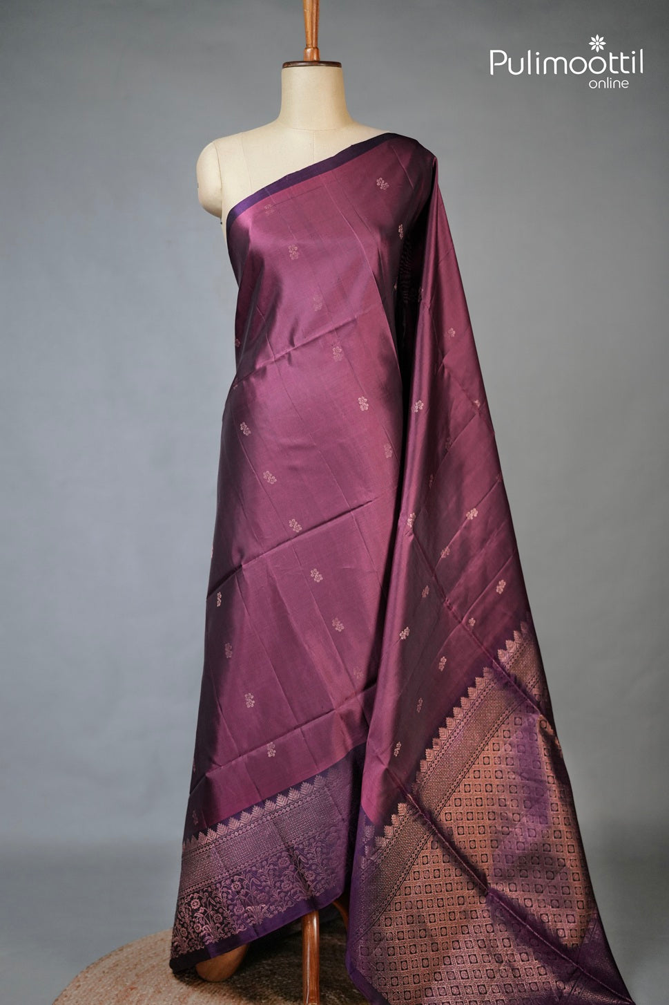 Burgundy Colour Kanchipuram Soft Silk Saree