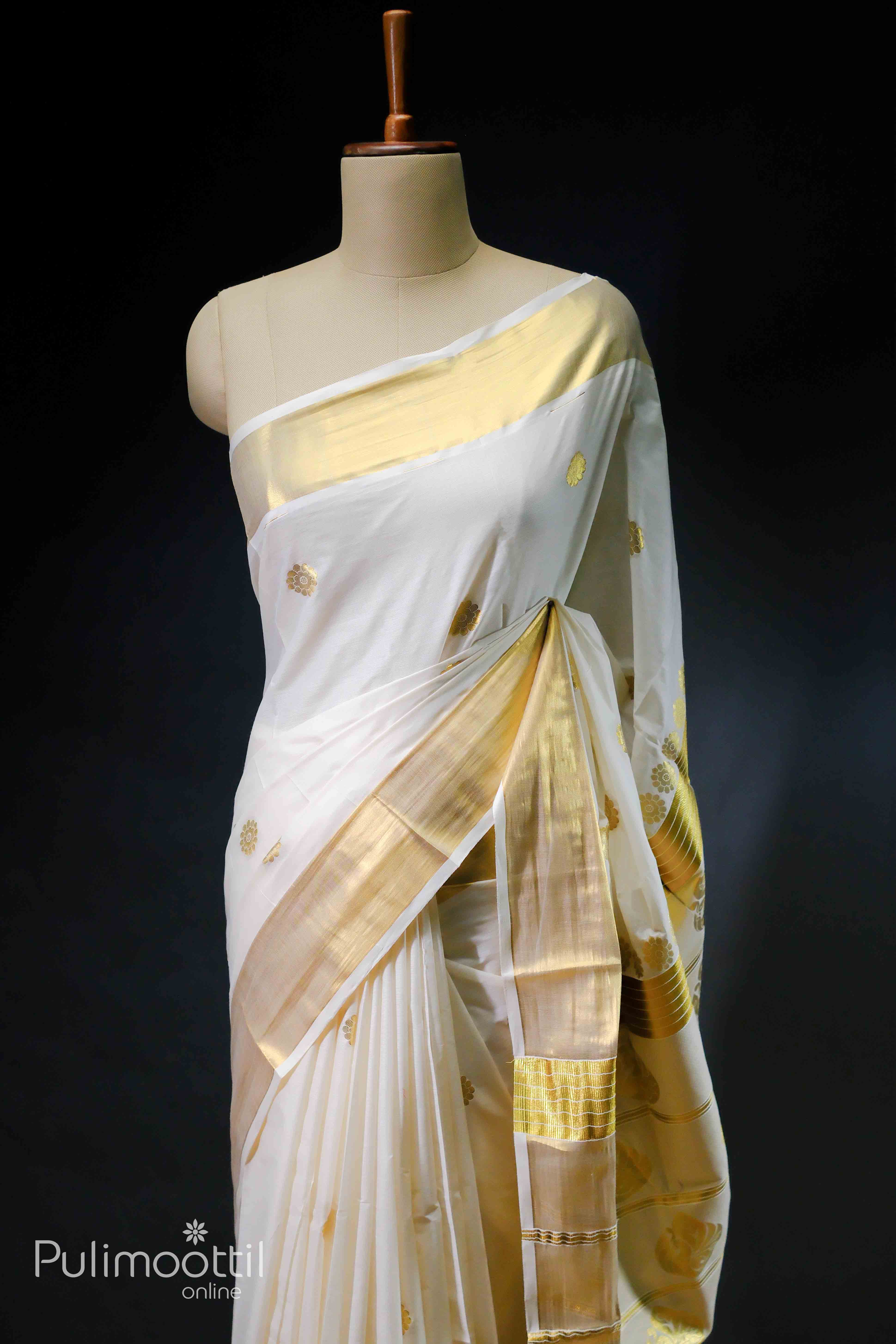 Pure Cotton Kerala Kasavu Onam Saree