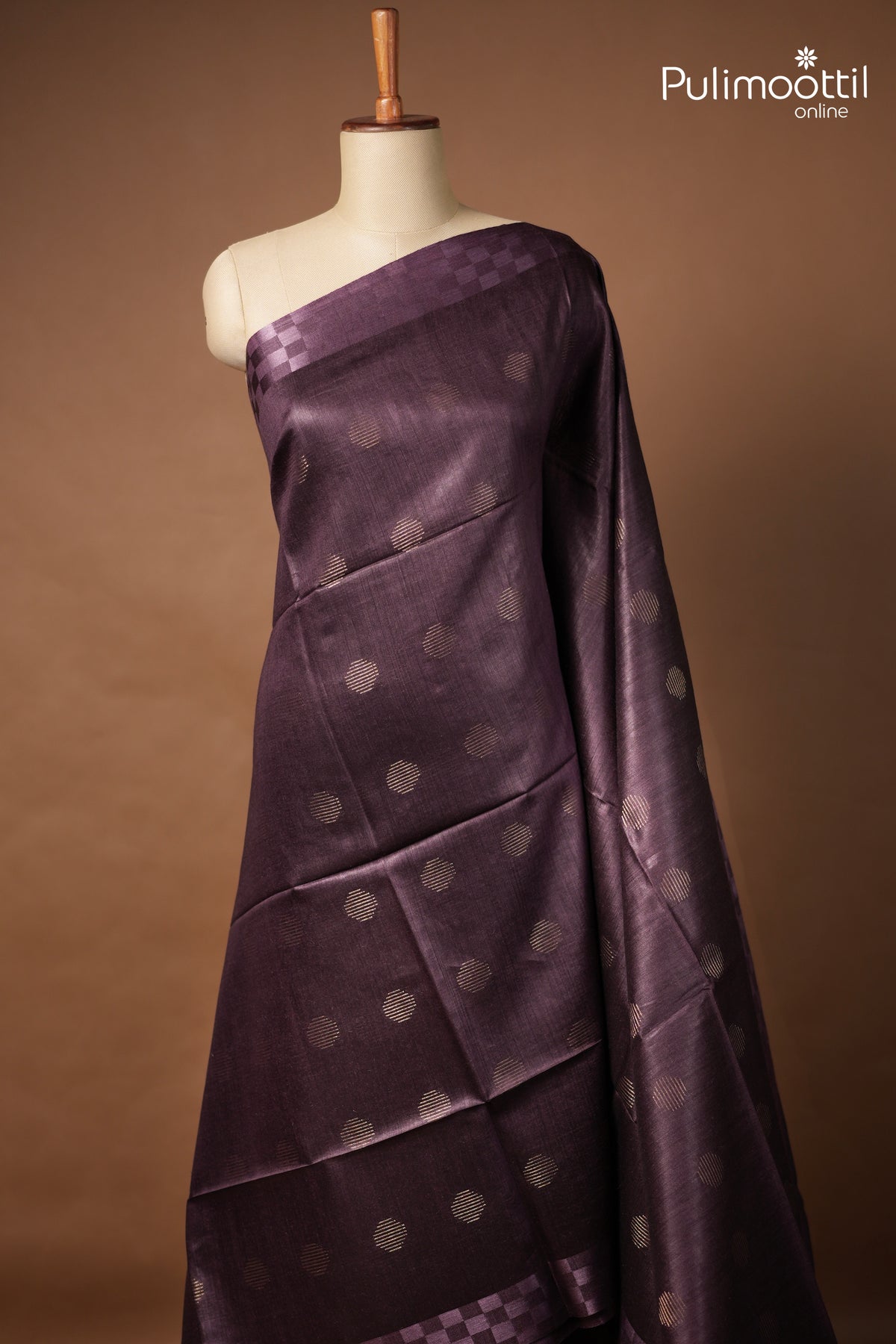 Dark Purple colour Tussar Silk Saree