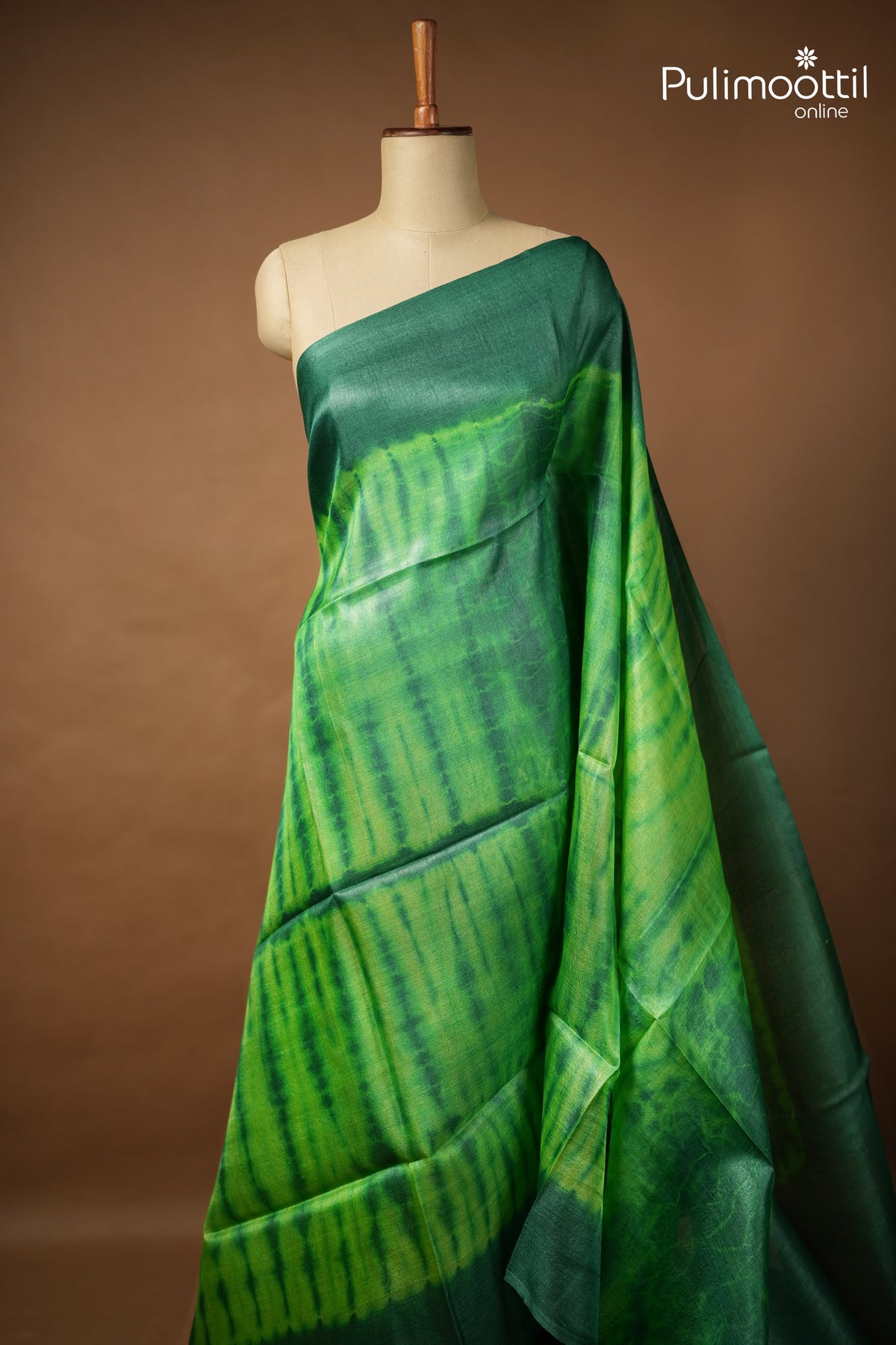 Peacock Green Colour Tussar Silk Saree