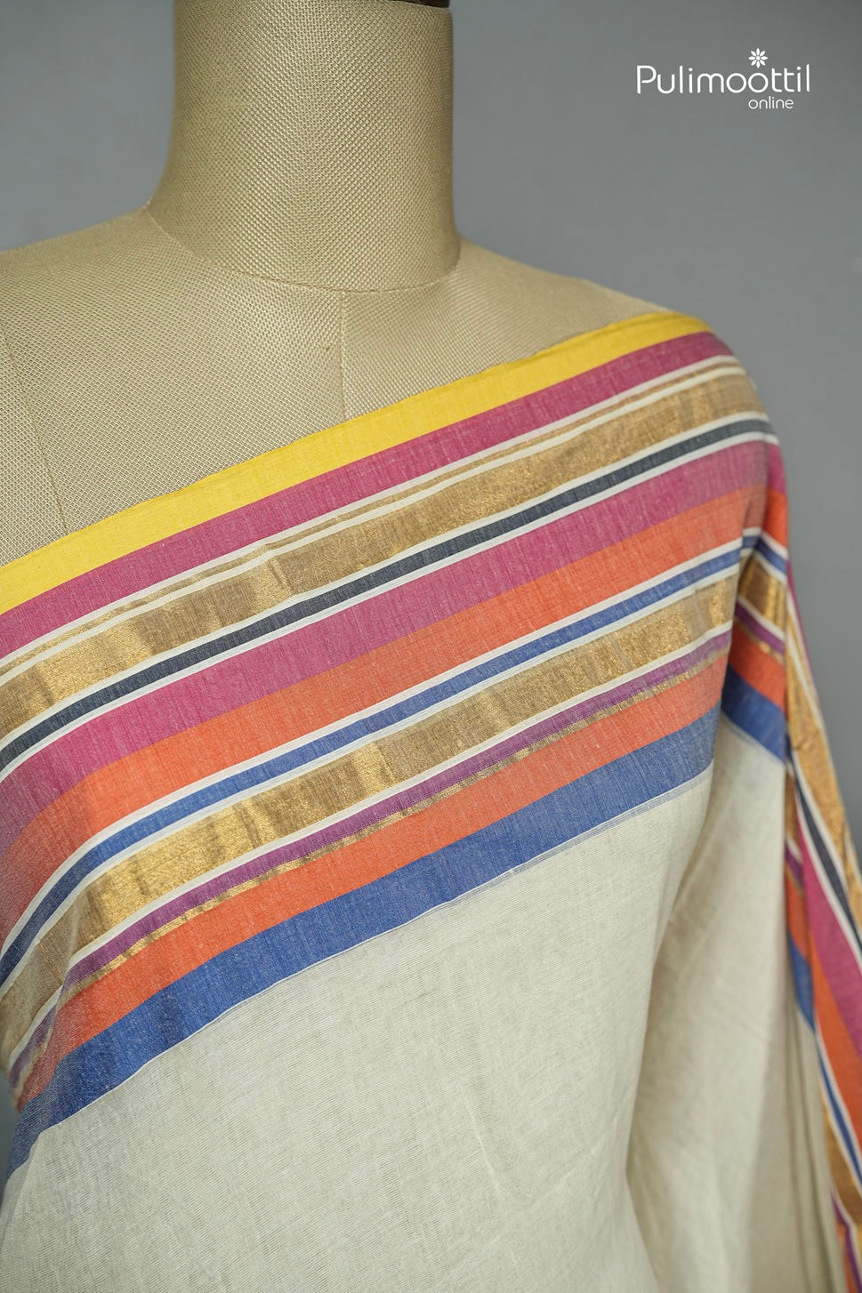 Offwhite colour Mul Cotton Saree