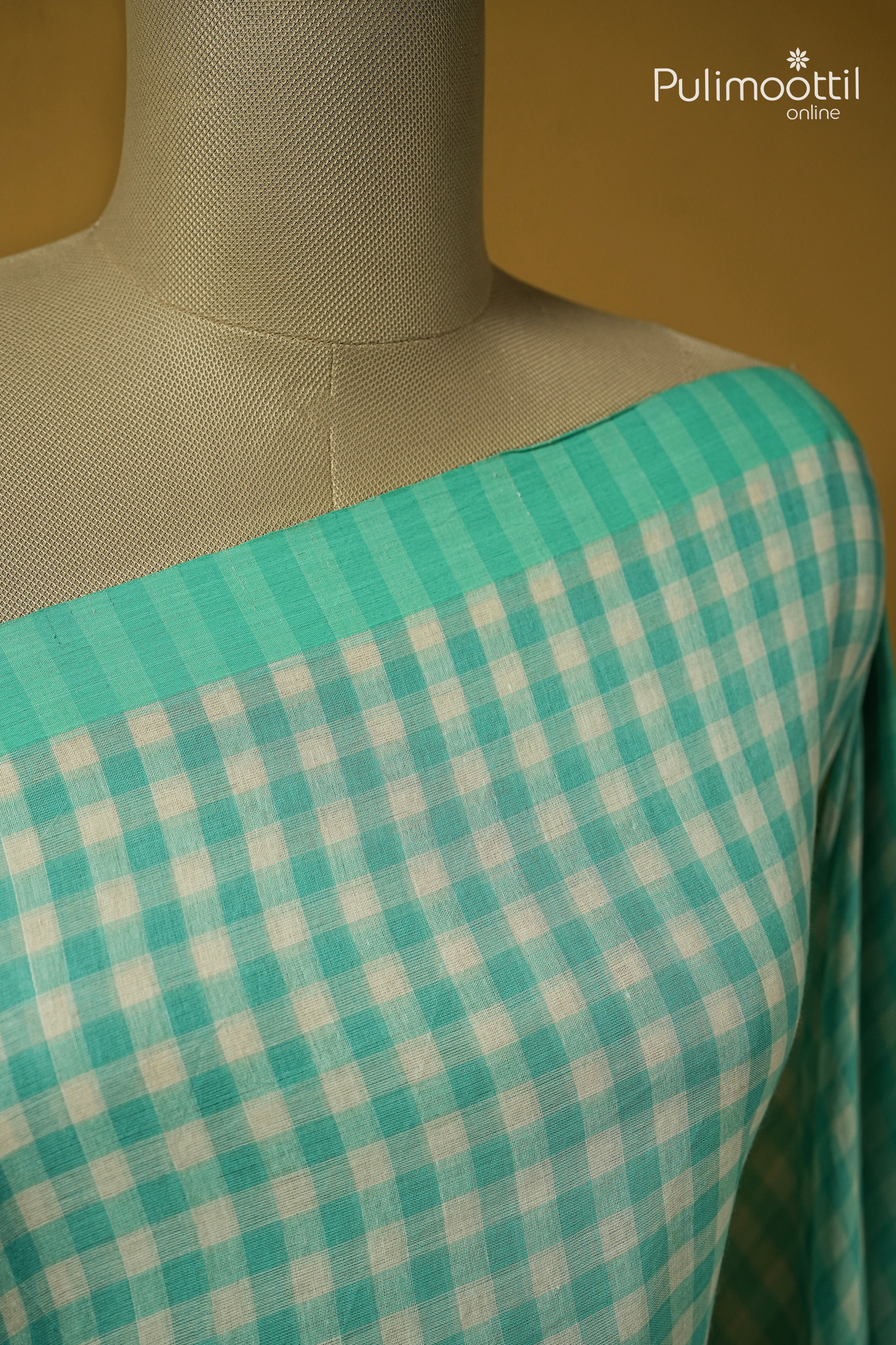 LIght Teal Colour Mul cotton Saree