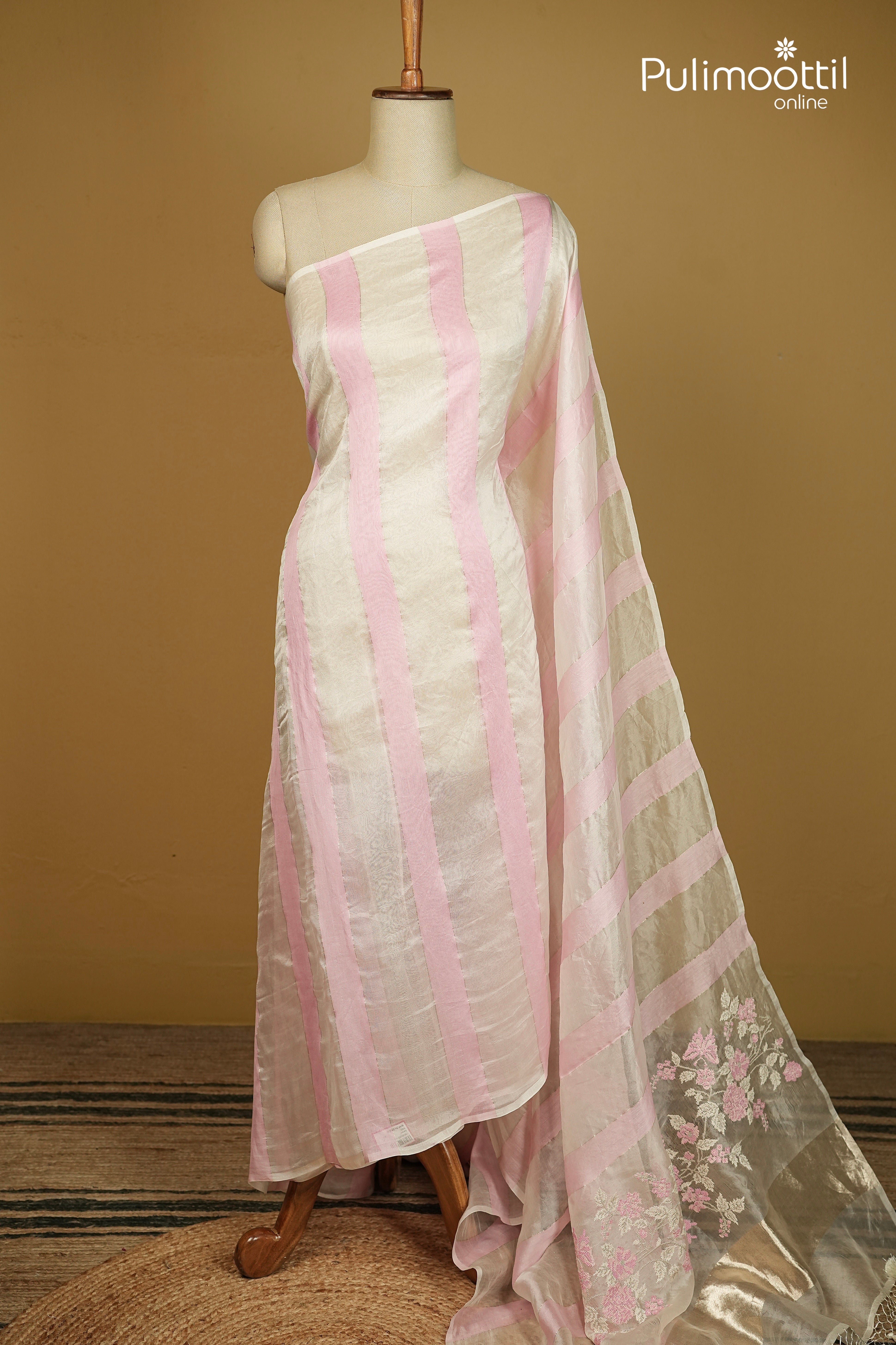 Off White Colour Organza Fancy Saree