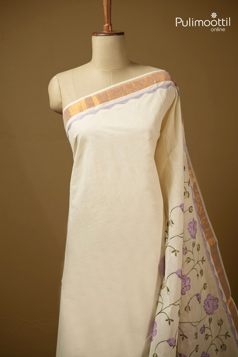 Offwhite Colour Kerala Traditional Cotton Set Saree