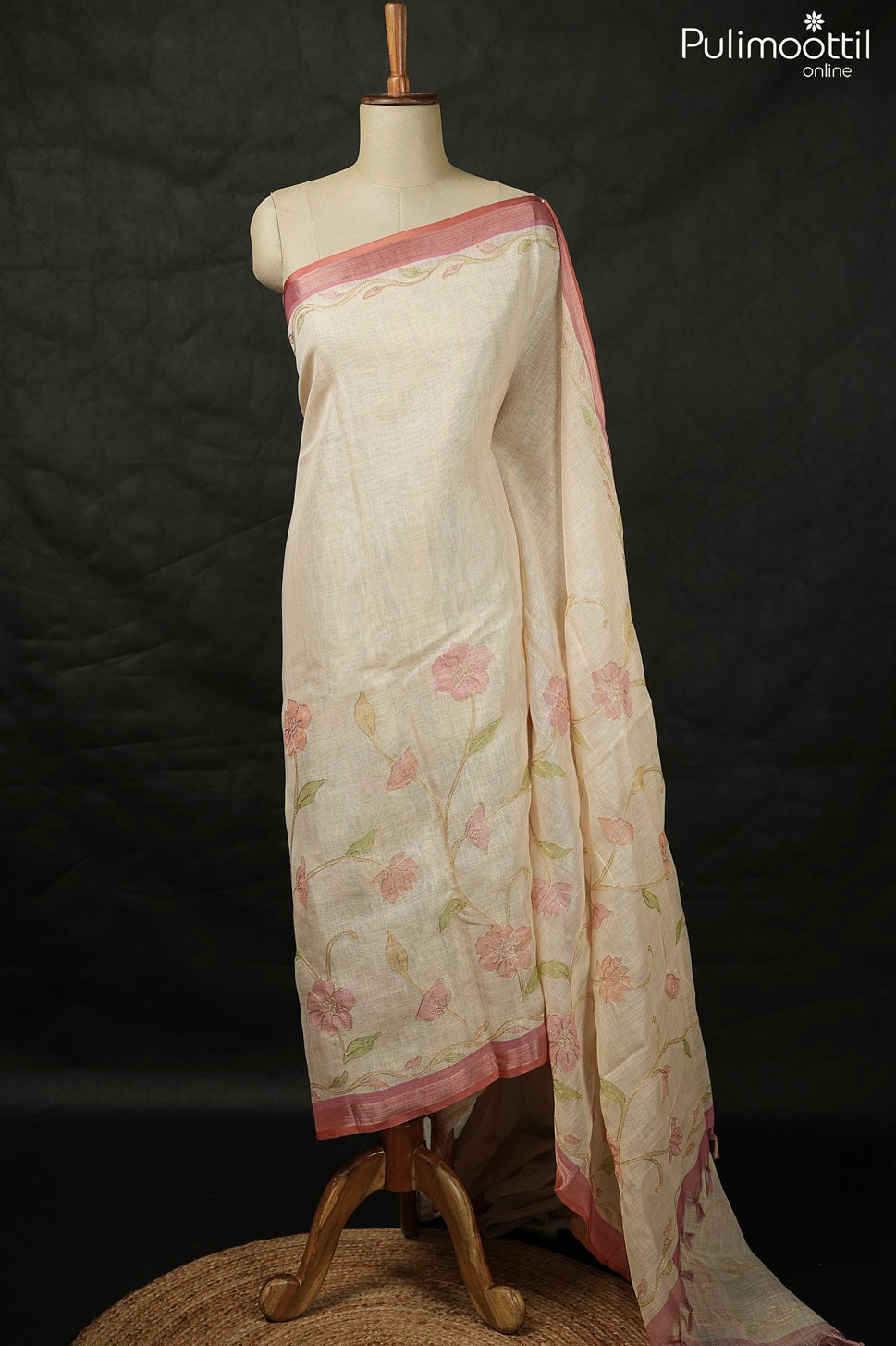 Onam Special Traditional Linen Tissue Saree