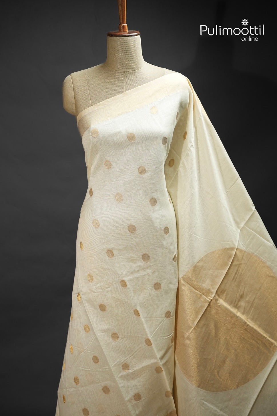 Off White Colour Semi Chanderi Traditional Saree
