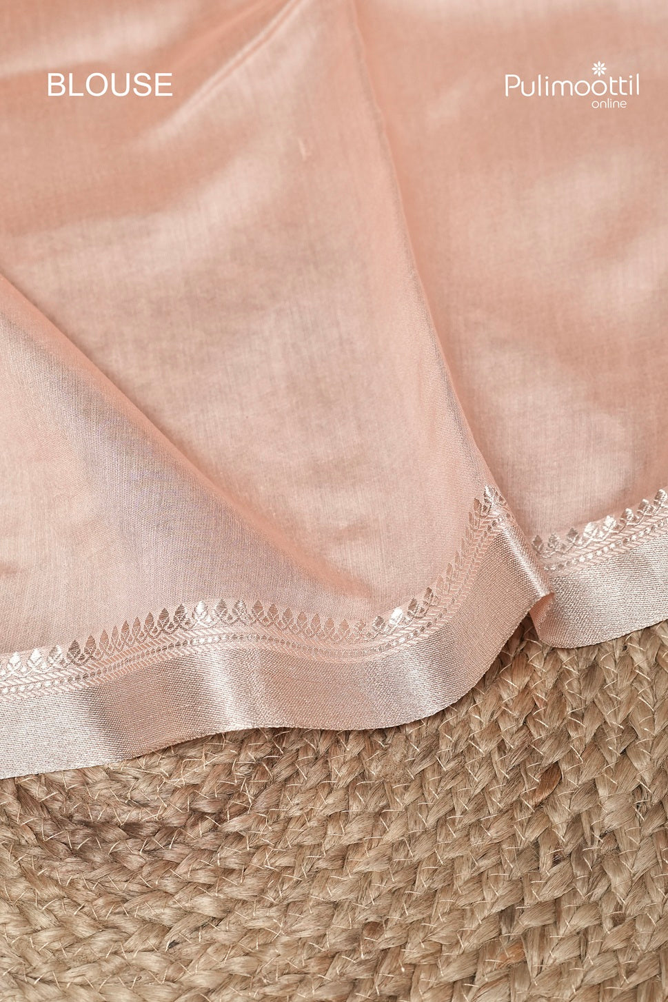 Light Peach Colour Semi Chanderi Saree
