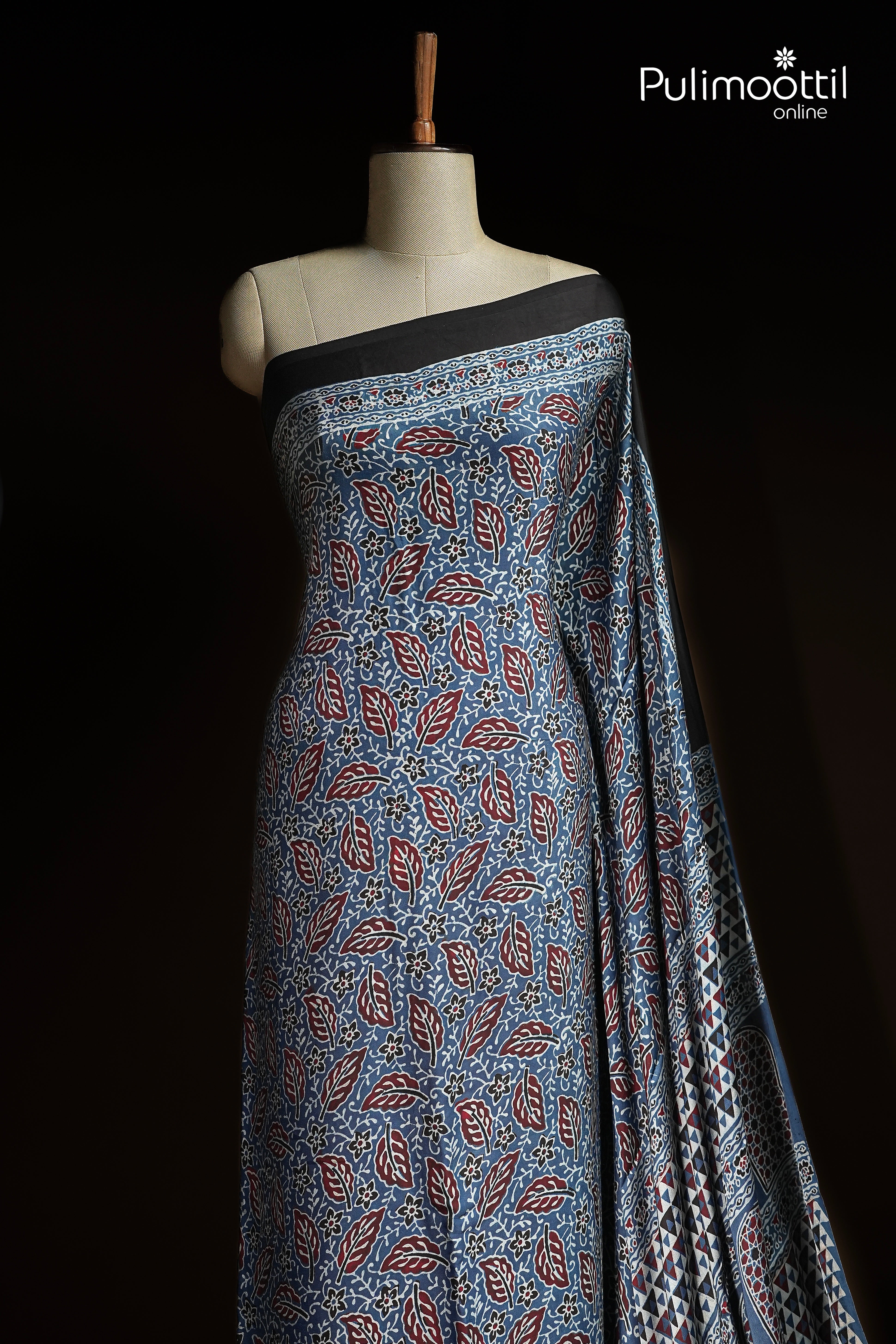 Dark Steel Blue Colour Modal Silk Saree