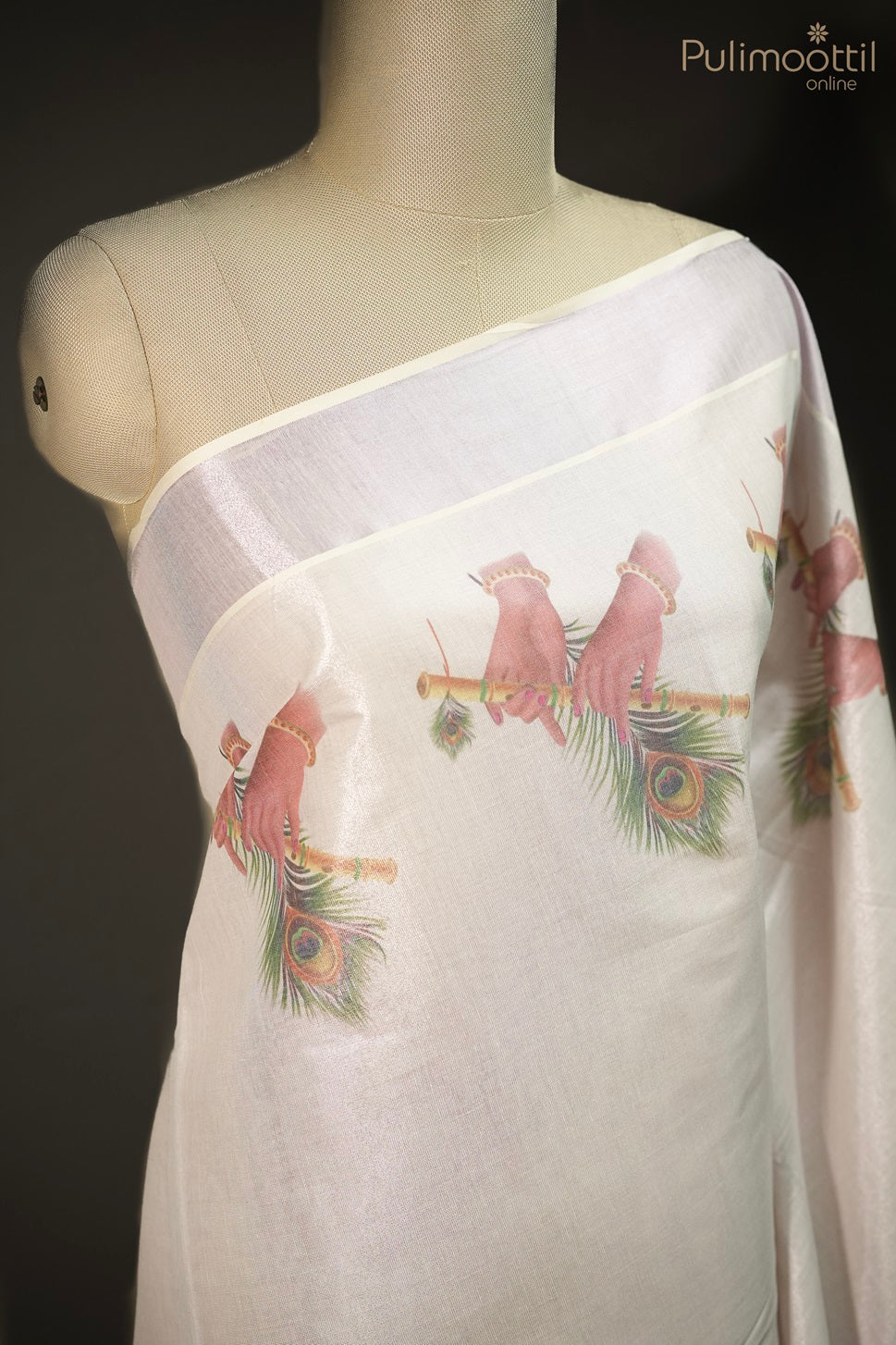 Kerala Traditional Rose Gold Tissue Set Saree