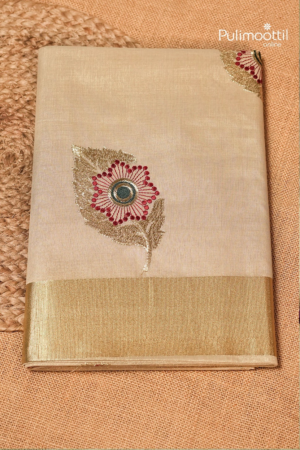 Kerala Traditional Golden Tissue Set Saree