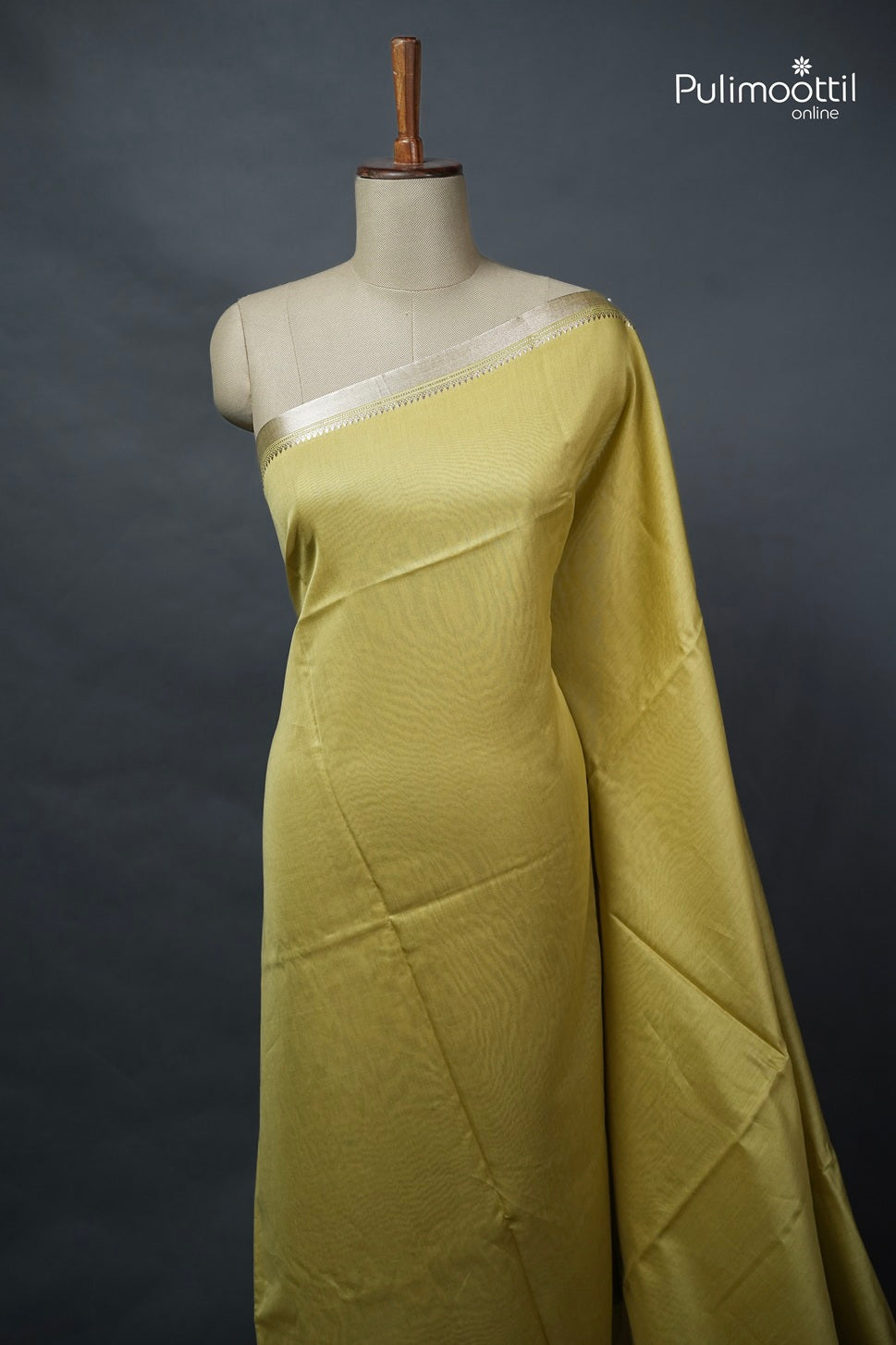 Light Olive Colour Semi Chanderi Saree