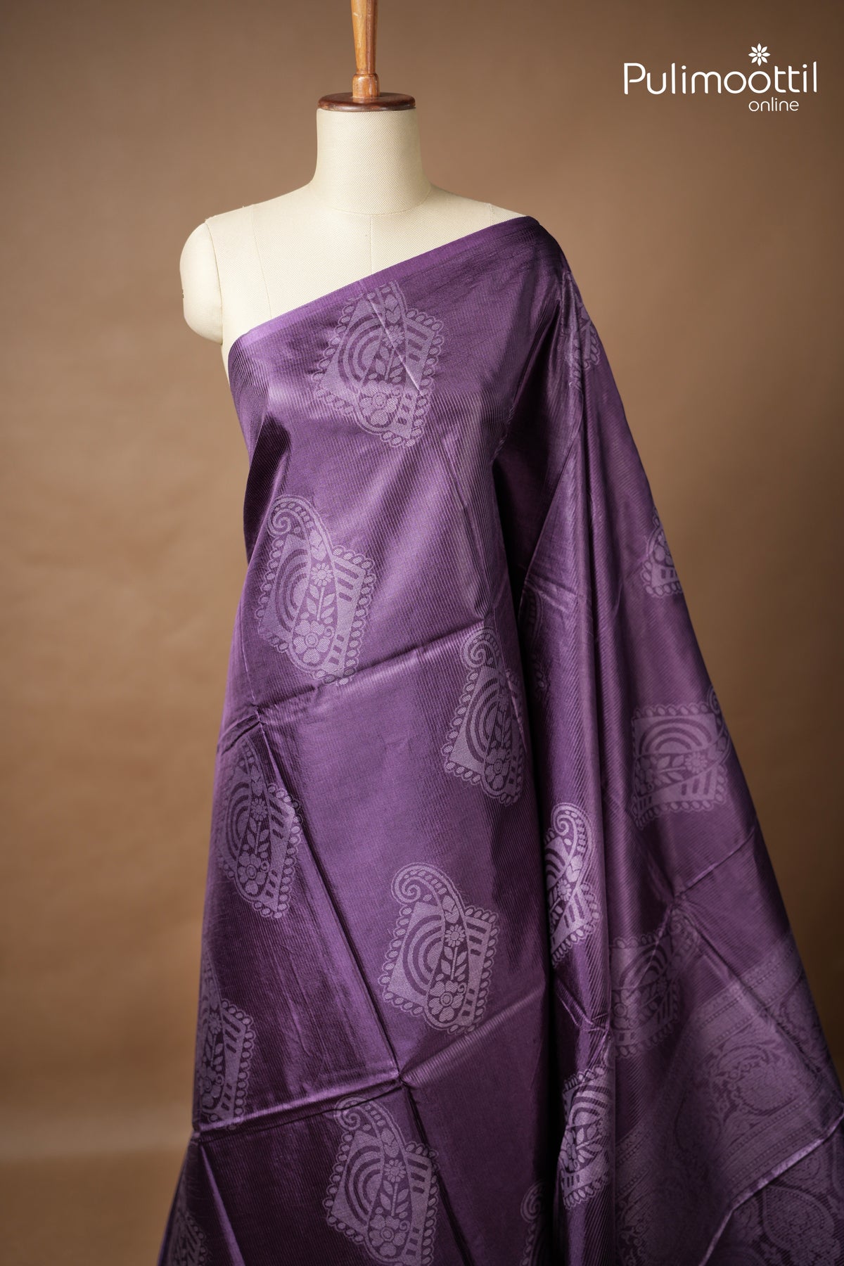 Dark Violet Colour Tussar Silk Saree