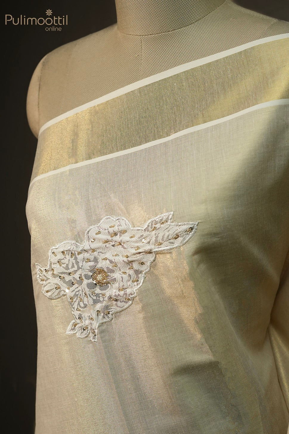 Kerala Traditional Golden Tissue Saree