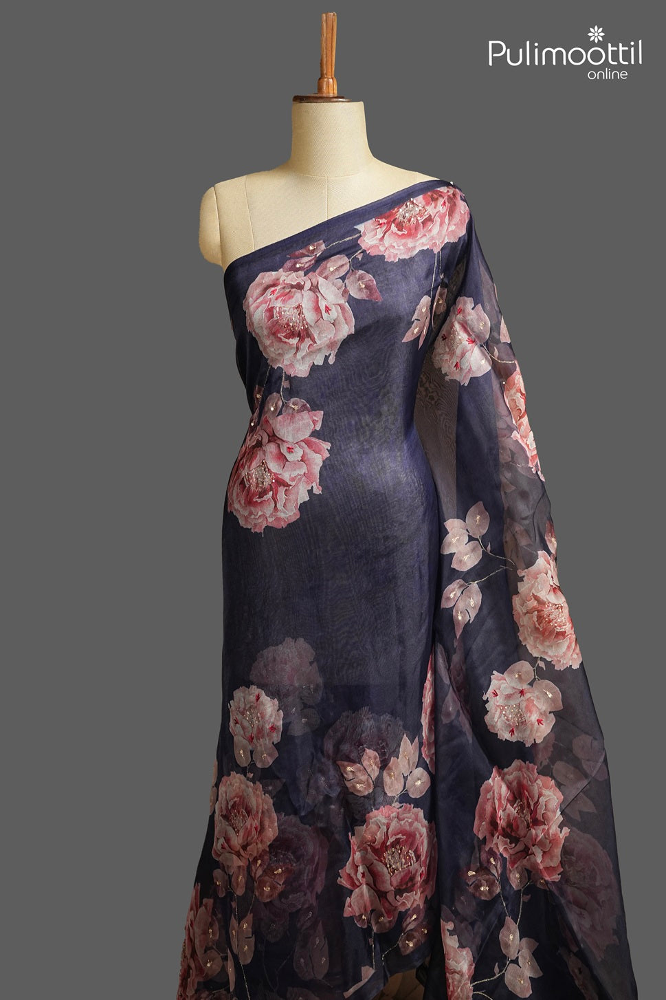 Blue Colour Organza Fancy Saree
