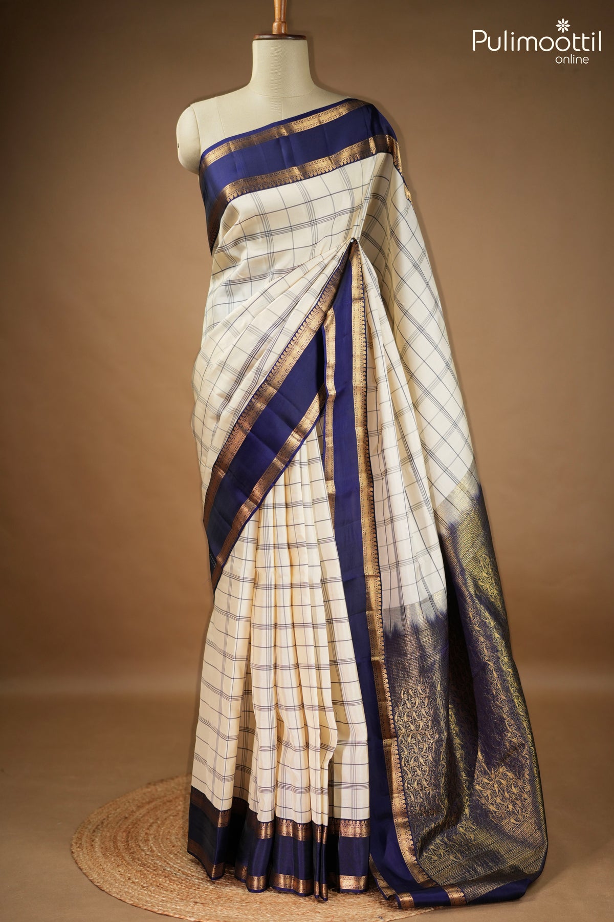 Ivory Colour Kanchipuram Saree
