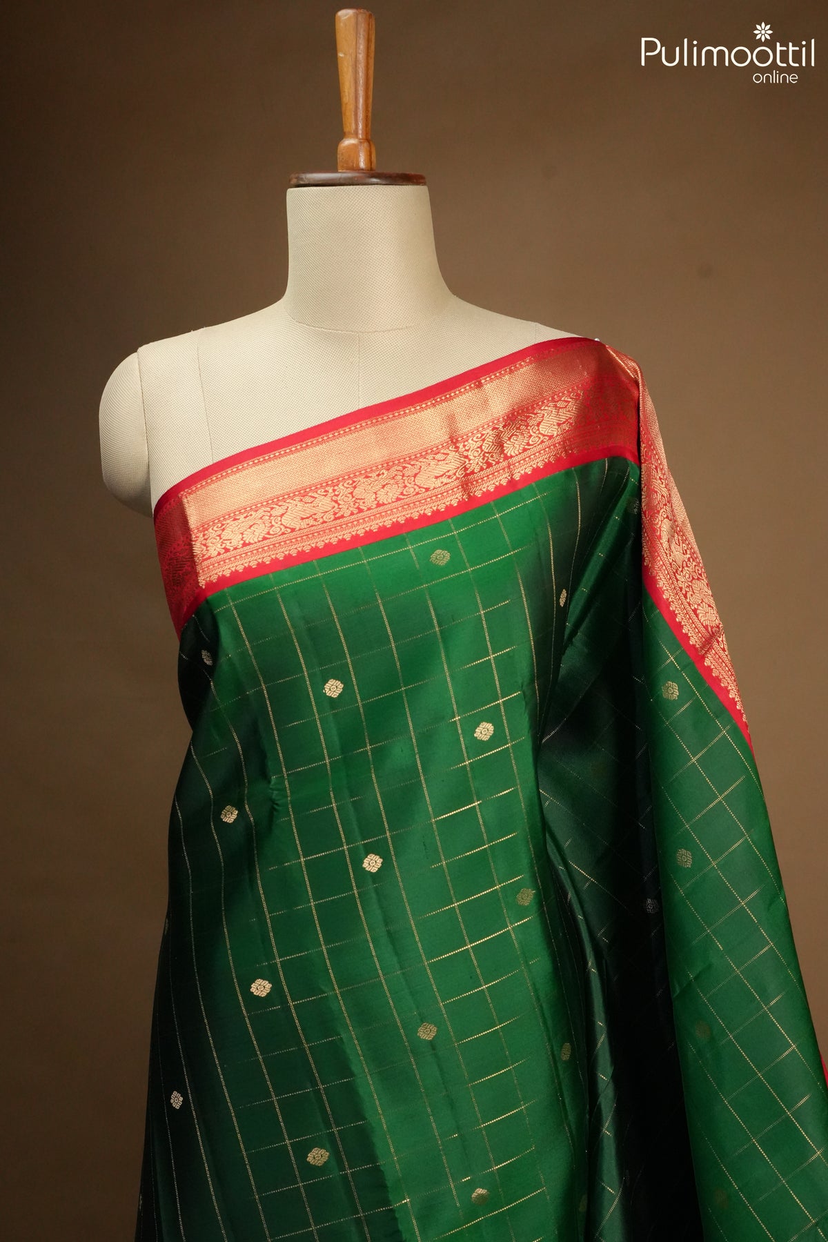 Bottle Green Colour Kanchipuram Designer Saree