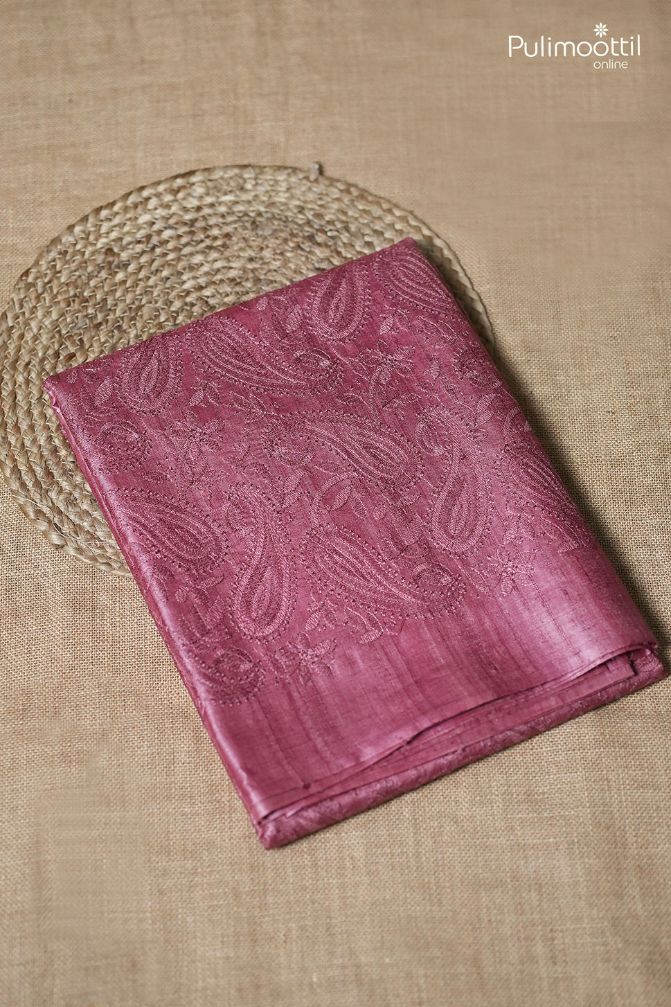 Rouge Pink Colour Tussar Silk Saree