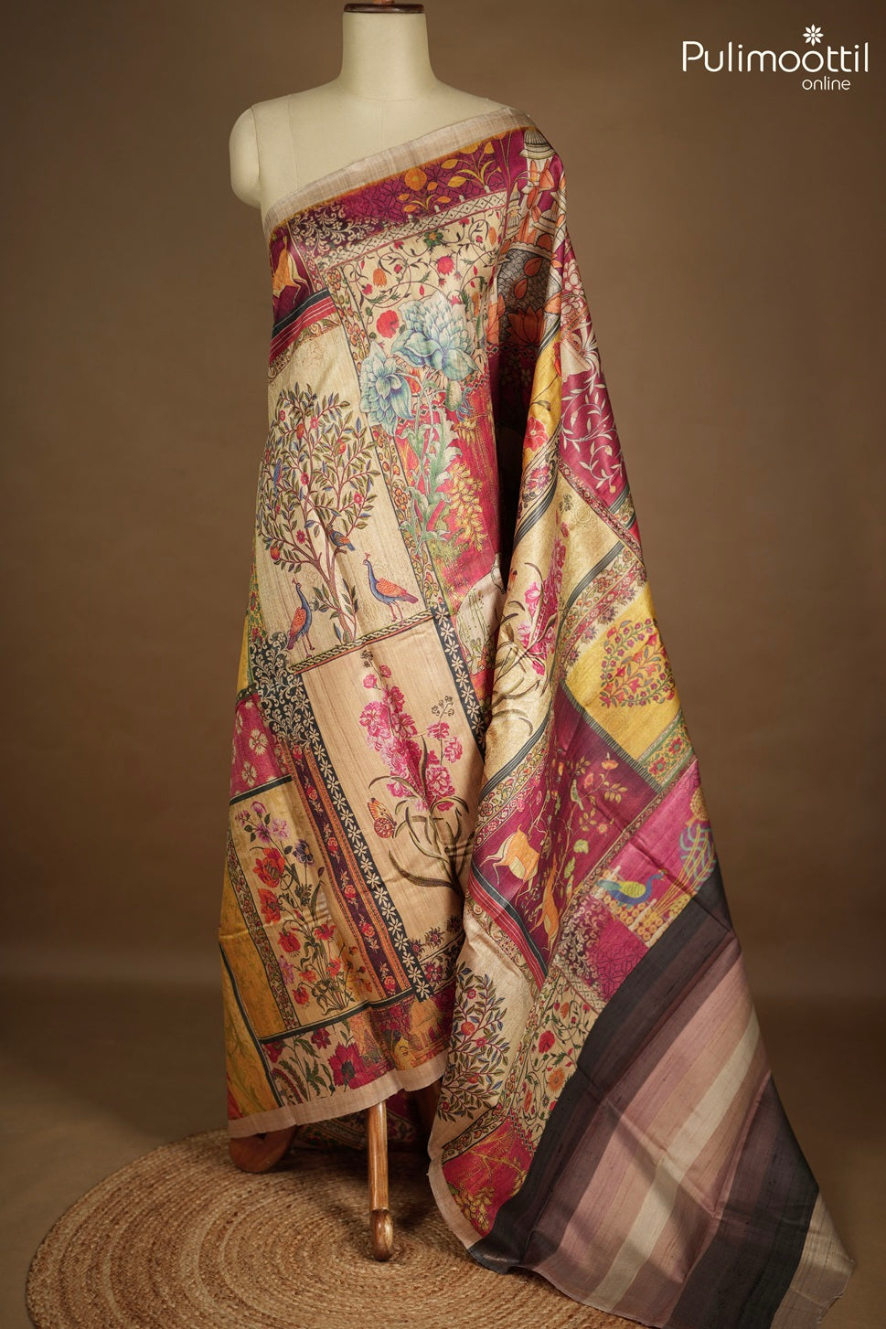 Multicolor Tussar Silk Saree