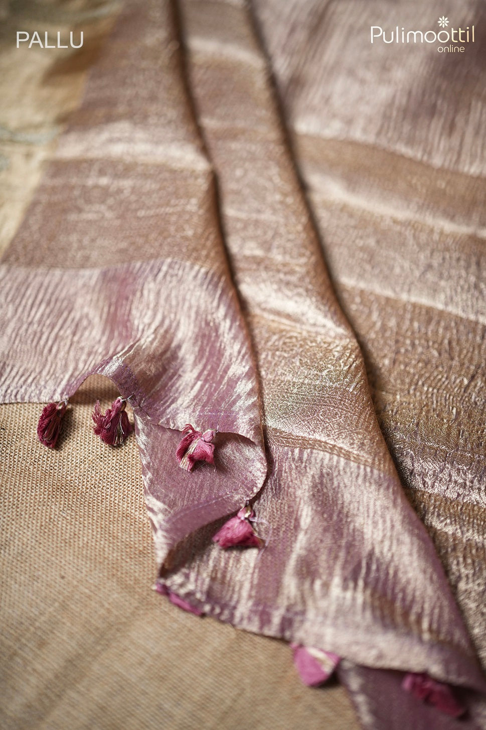 Lavender Colour Crushed Tissue Fancy Saree